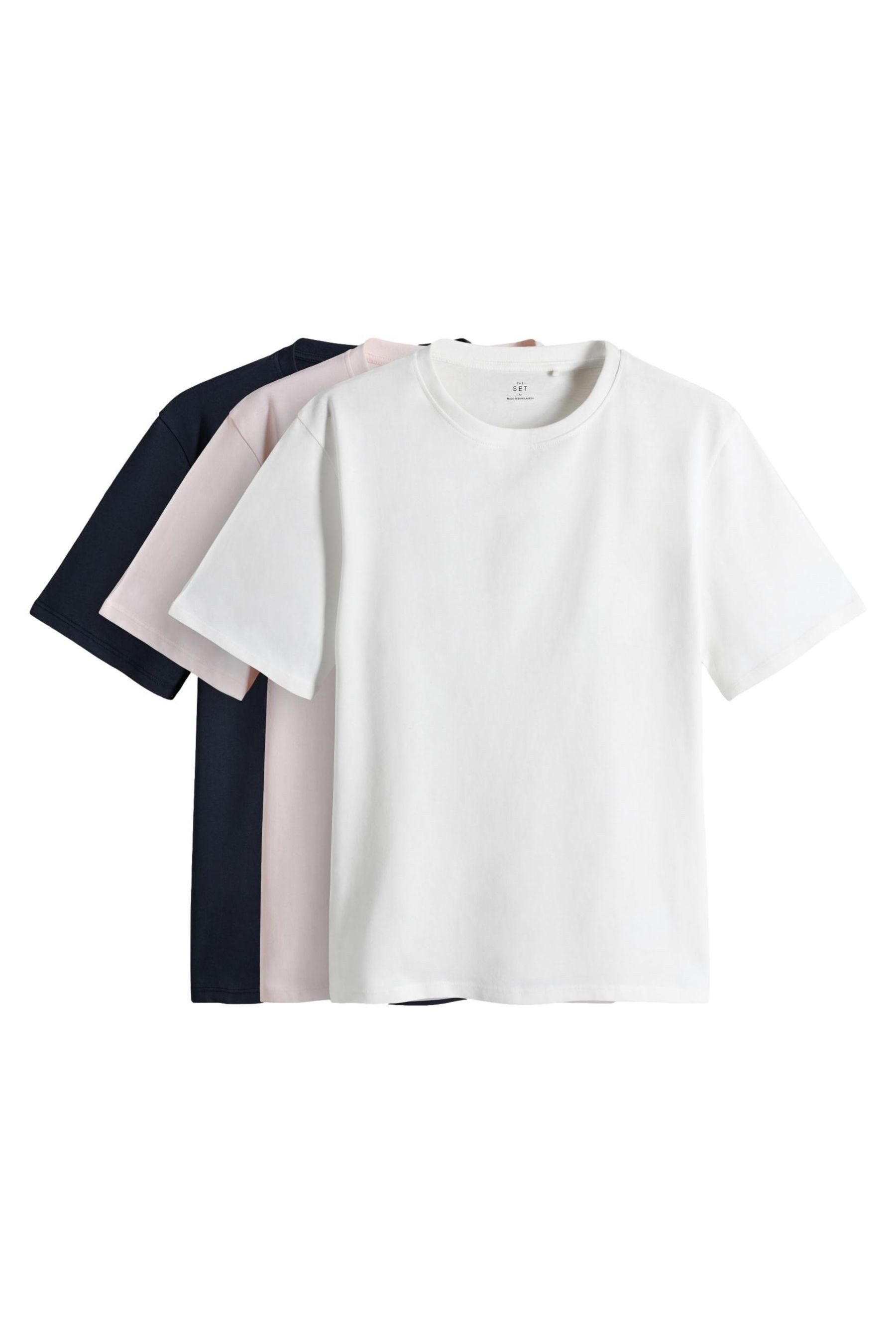 The Set T-Shirt The Set Relaxed Fit Kurzarm-T-Shirts im 3er-Pack (3-tlg) günstig online kaufen