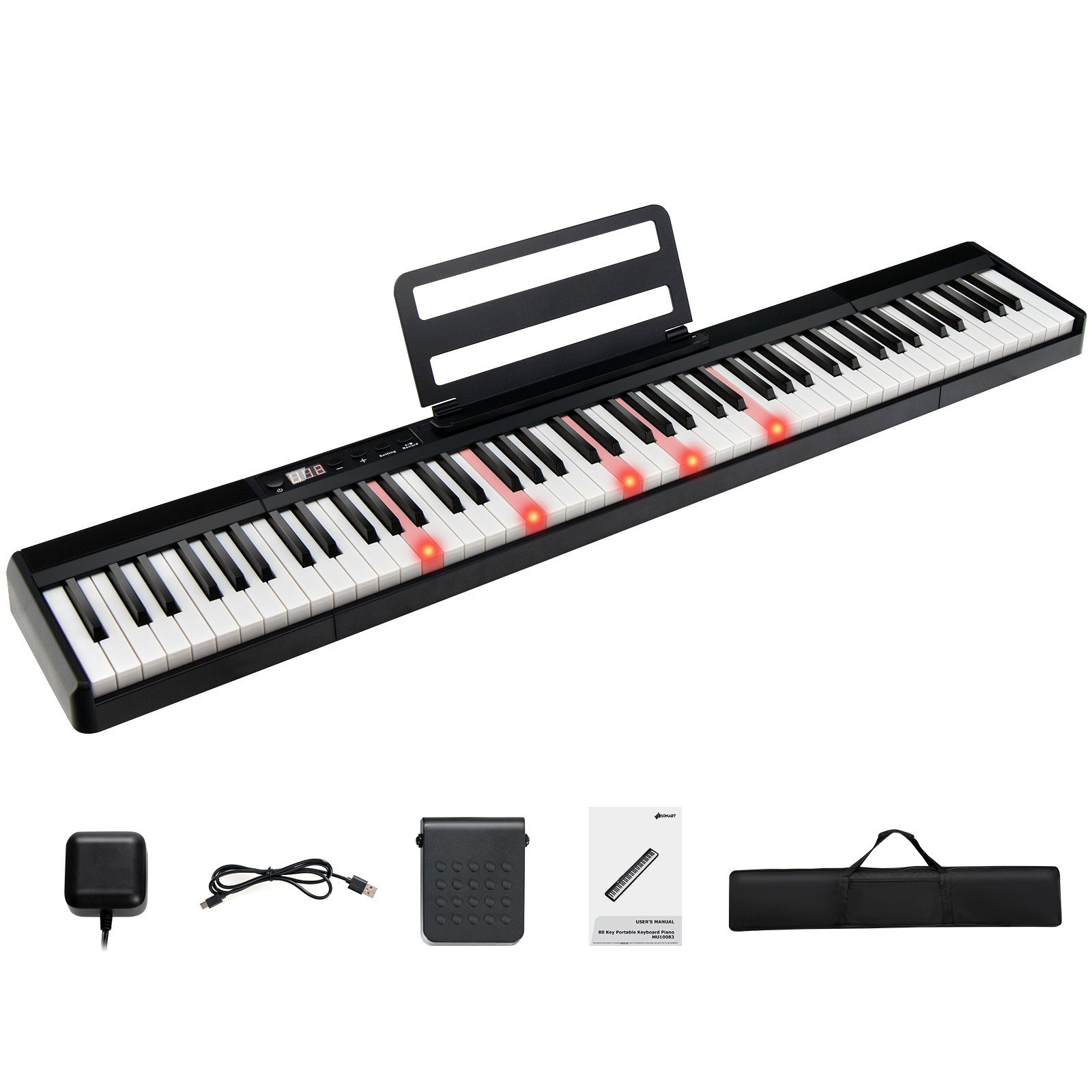 COSTWAY Home Keyboard, 88 Tastatur, mit 128 Rhythmen & Töne