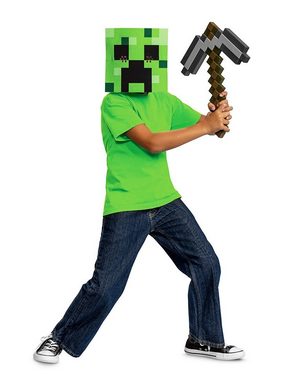 Metamorph Kostüm Minecraft - Accessoire-Set Creeper, Die klassische Schaumstoff-Hacke und die quadratische Maske vom Hauptg