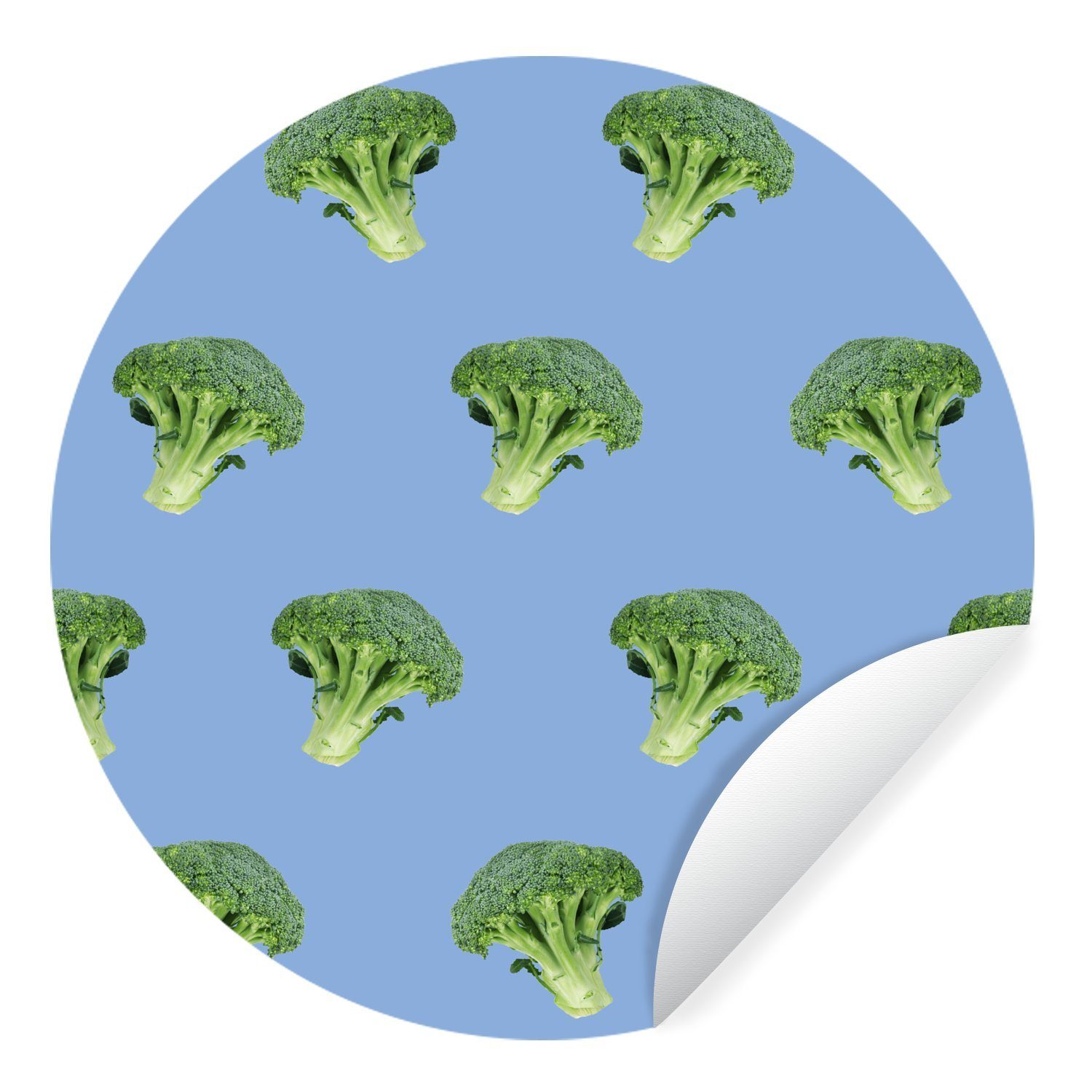 MuchoWow Wandsticker Gemüse - Brokkoli - Muster (1 St), Tapetenkreis für Kinderzimmer, Tapetenaufkleber, Rund, Wohnzimmer