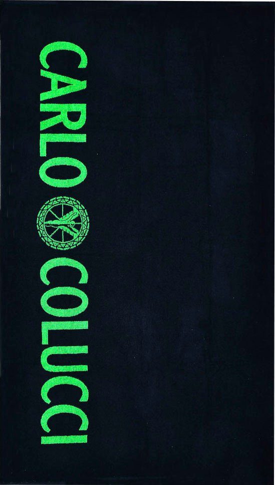 neongrün Schriftzug CARLO Tomaso, Logo und Carlo COLUCCI mit in Colucci Strandtuch (1-St), auffälligem Frottier