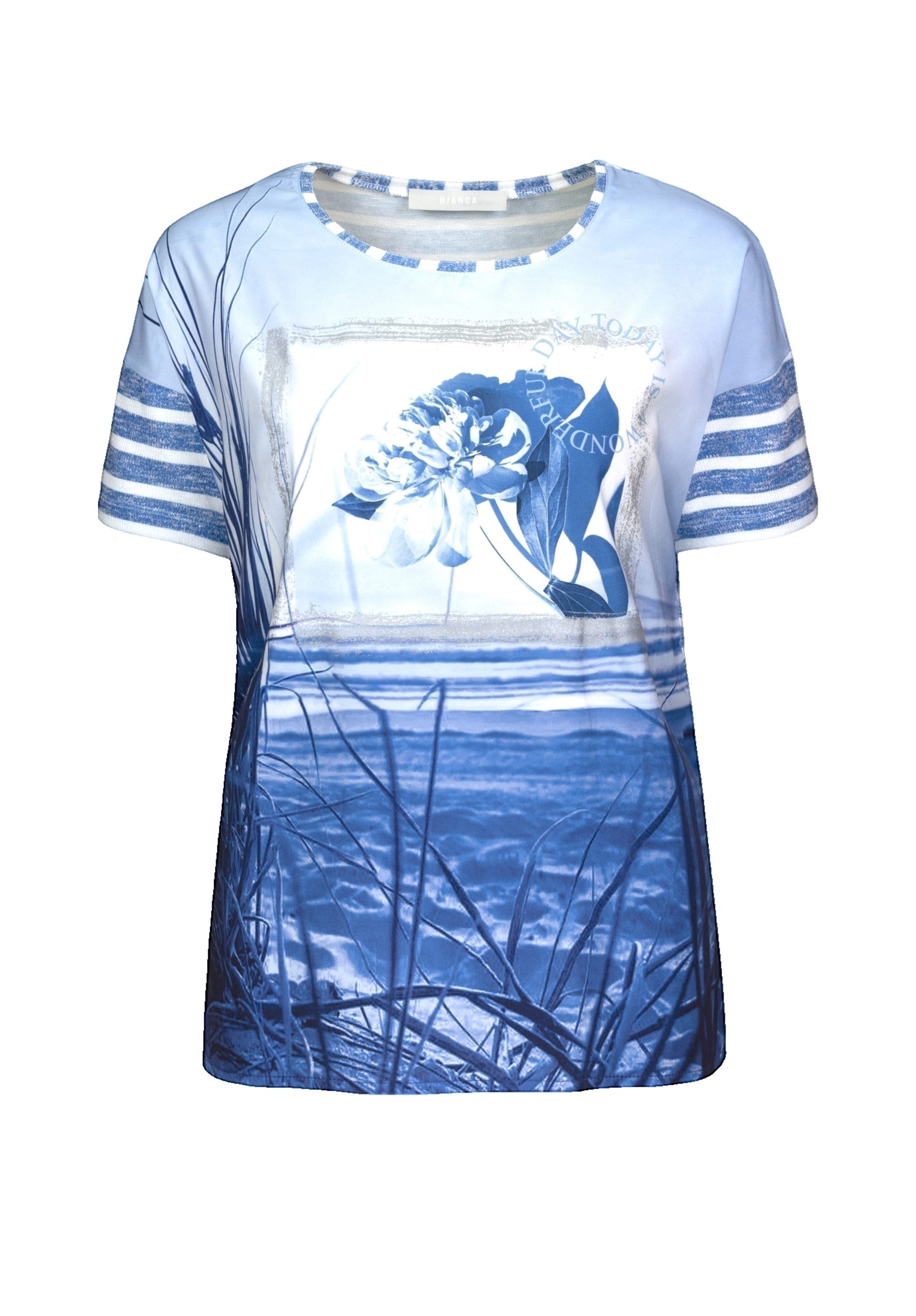 bianca Print-Shirt JULIE mit modischem Front-Motiv und Streifen-Details