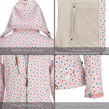Dry Fashion Softshelljacke Damen Jacke Wismar Blumen-Print Kapuze Fleece-Futter atmungsaktiv