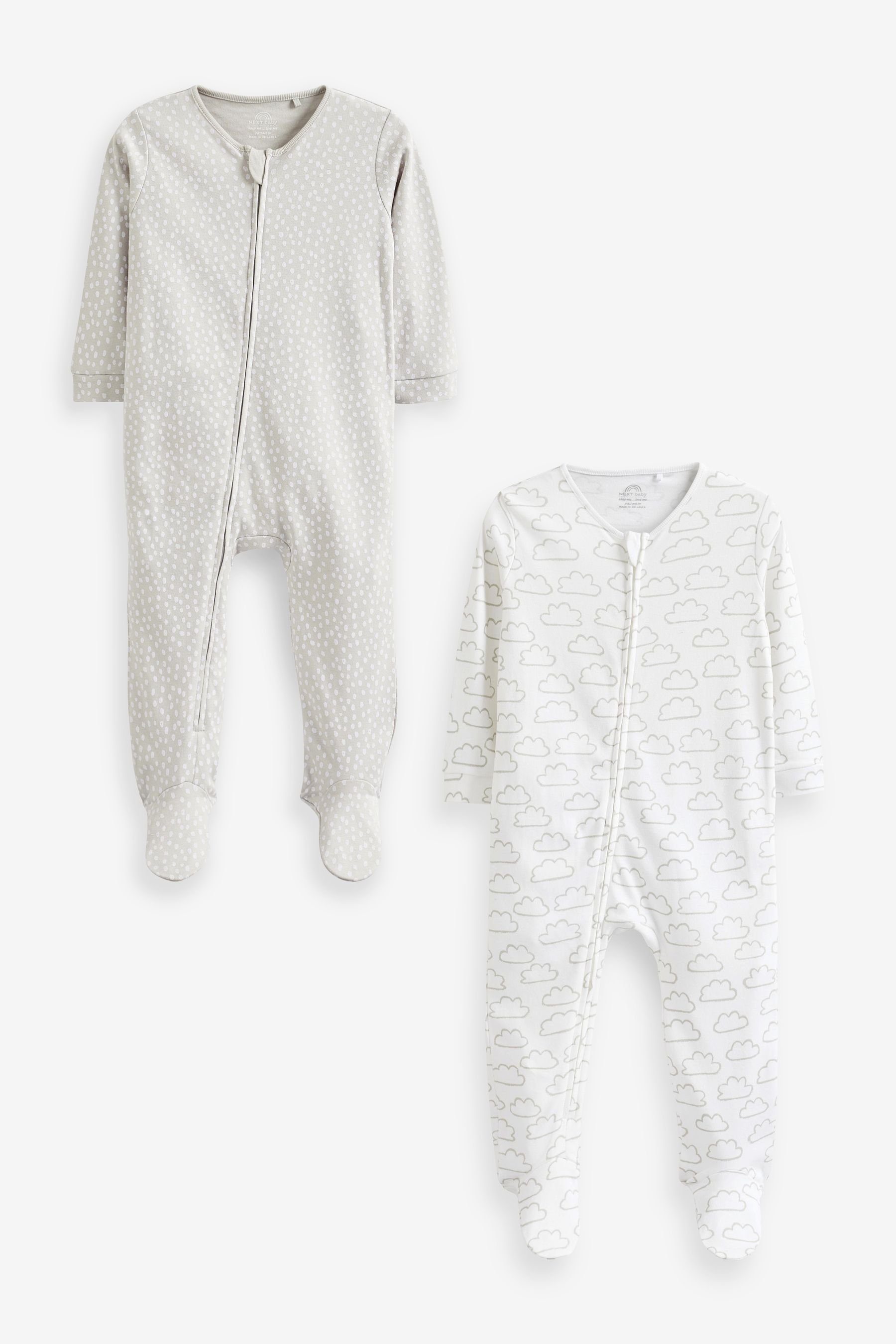 Next Schlafoverall 2er-Pack Baby Baumwoll-Schlafanzug, Reißverschluss  (2-tlg)