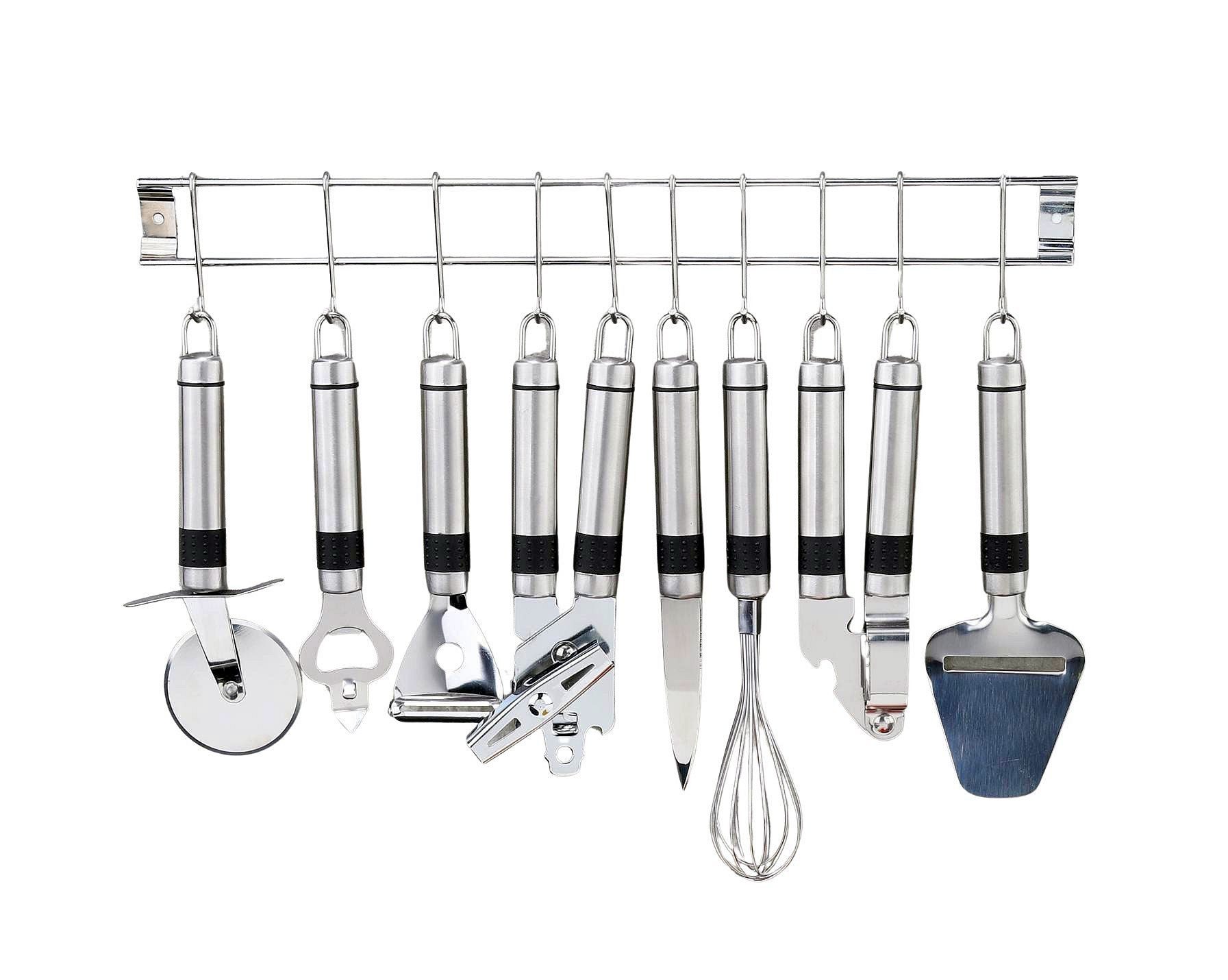 HI Küchenorganizer-Set Küchenutensilien Küchenhelfer Set 9 tlg. aus Edelstahl mit