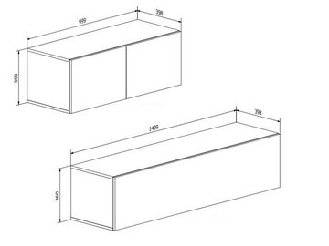 Domando Wohnwand Wohnwand Imperia M2, (5-St), Breite 300cm, Push-to-open-System, LED Beleuchtung, Hochglanz