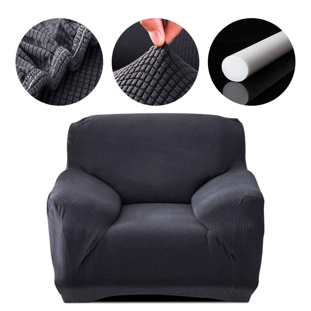 Sofahusse Sofahusse Stretch Sofa Abdeckung mit Elastische, MULISOFT, Sofabezug 1/2/3/4 Sitzer Stretch Schonbezug Couchbezug dunkelgrau