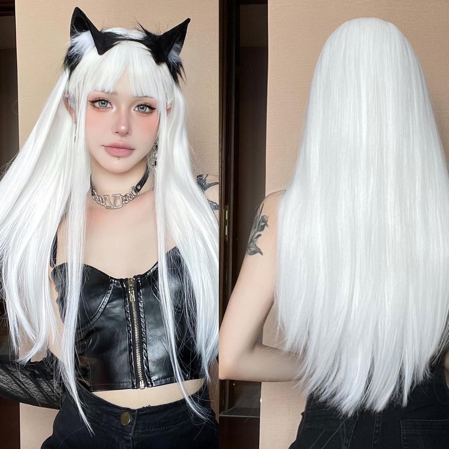 LuxusKollektion Kunsthaarperücke Perücke Damen Synthetik Pony Cosplay Party Weiß