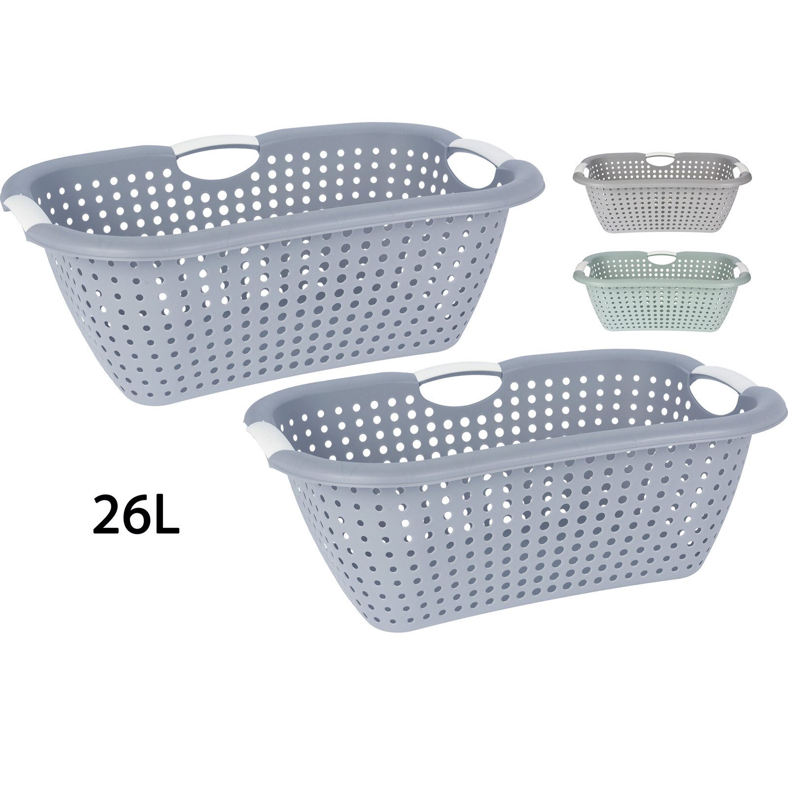Koopman Wäschekorb Wäschewanne Kunststoff 3 Farben 2 er Set (Set, 2 St., Packung), 2er Set, Luftdurchlässig, Kunststoff