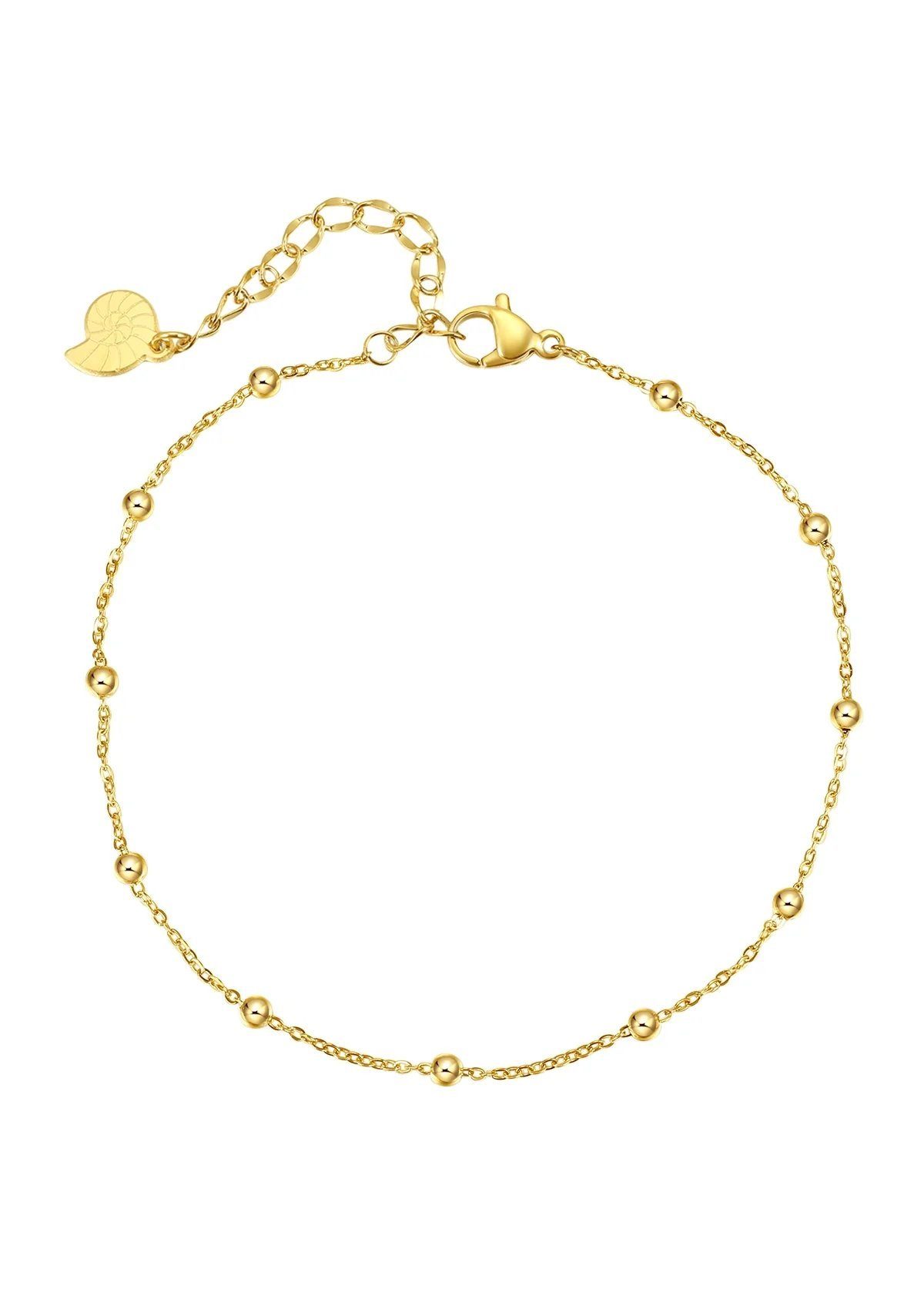 Hey Happiness Fußkette Dots, 18K Vergoldete Erbskette für Sommer, Satellite Fußkettchen Edelstahl für Damen, wasserfest