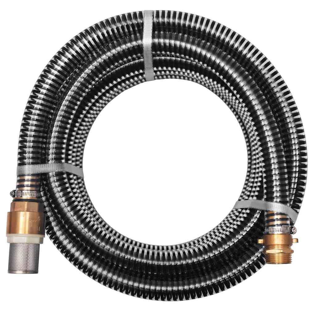 vidaXL Saugschlauch Saugschlauch mit Messing-Anschlüssen 3 m 25 mm Schwarz, (1 St)