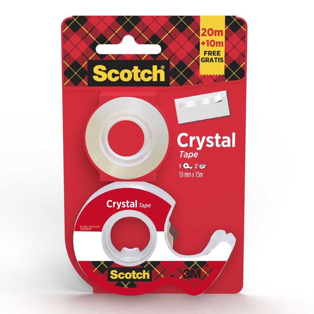 SCOTCH Klebeband Scotch Klebefilmabroller Crystal Tape rot
