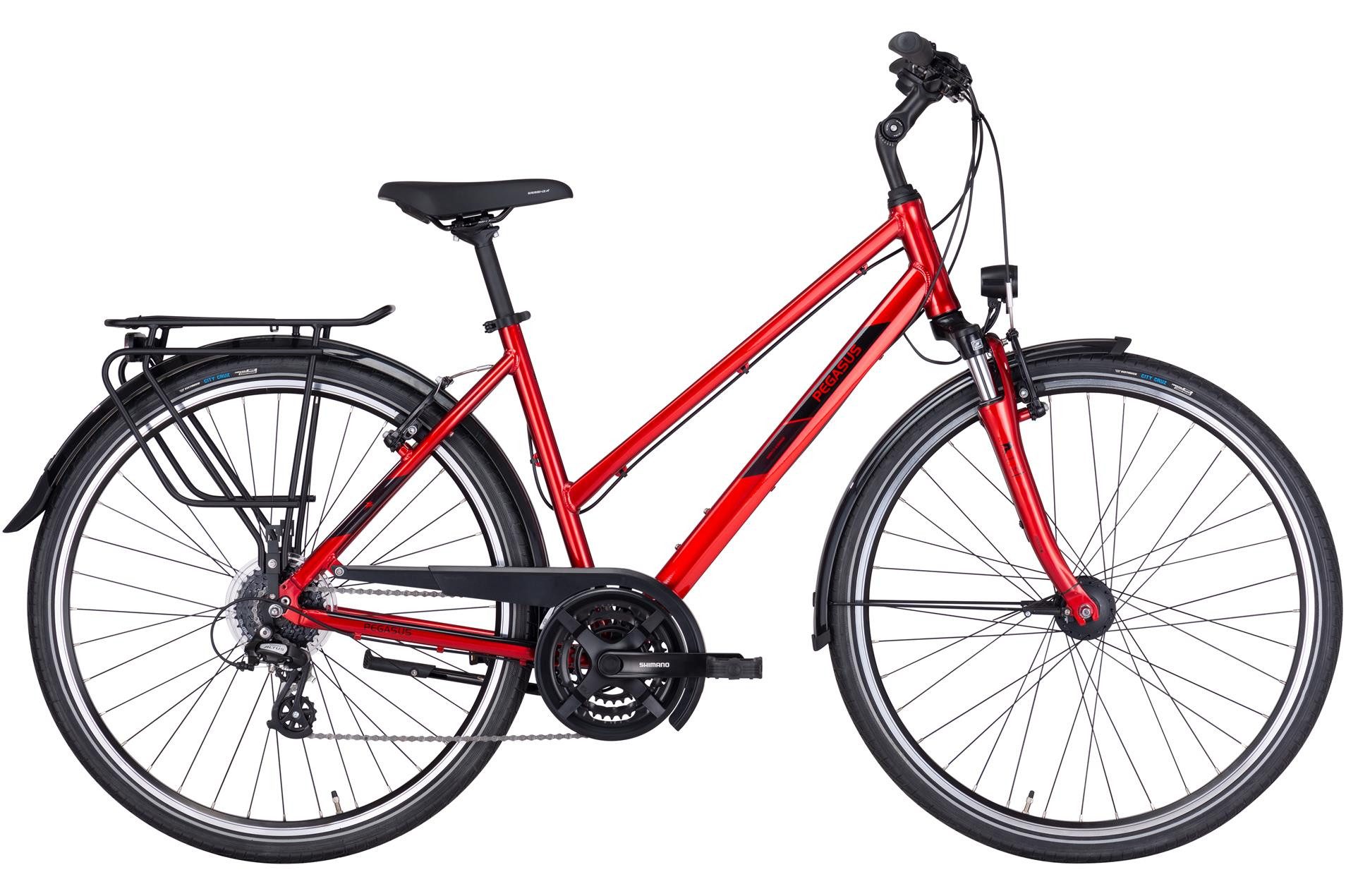 Pegasus Trekkingrad Pegasus Solero SL 24 Damen Trapez rot 2024/2025, 24 Gang Shimano Altus RD-M310, Kettenschaltung
