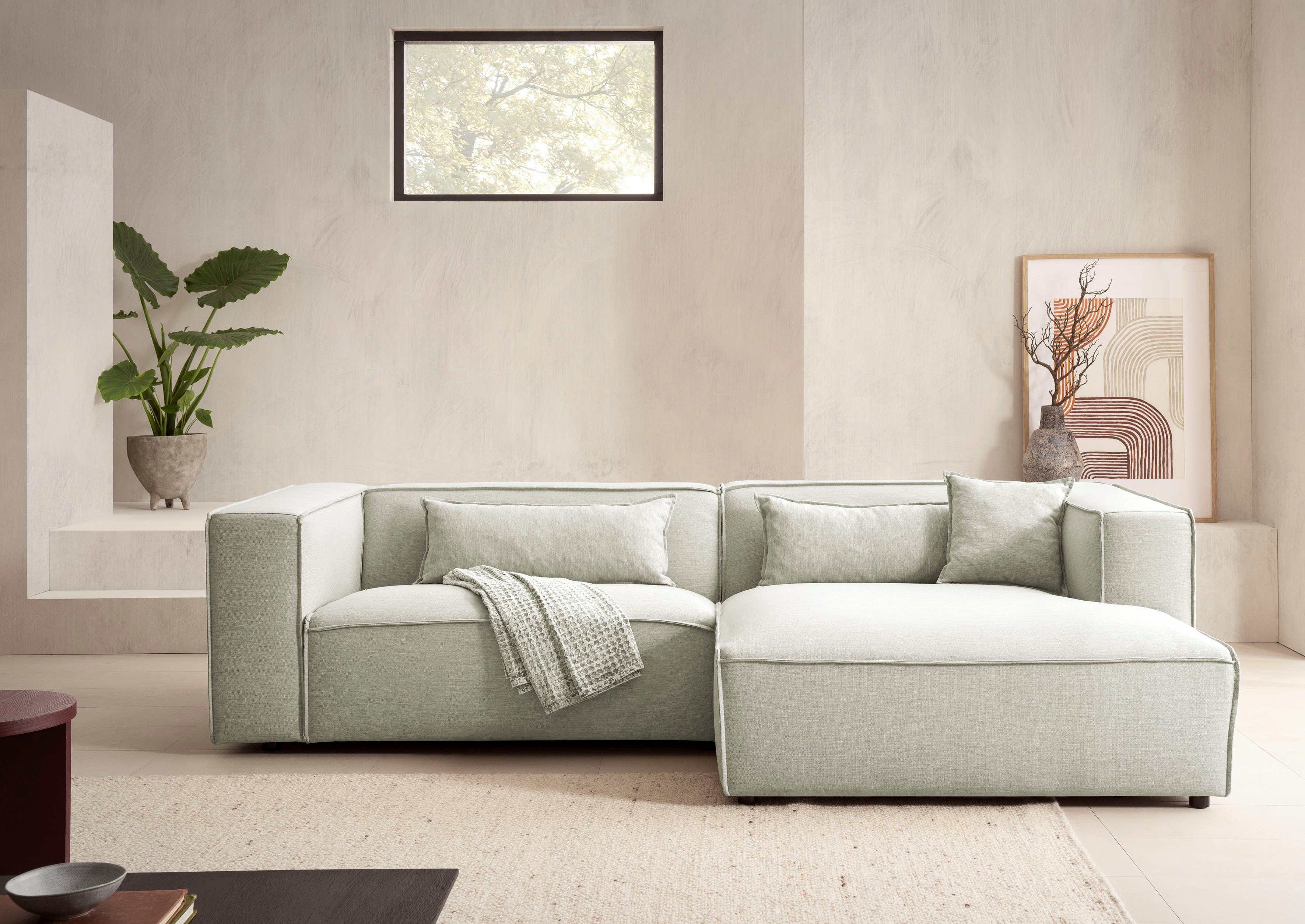 LeGer Home by Lena Gercke Ecksofa "PIARA mit Kedernaht in Cord oder Leineno günstig online kaufen