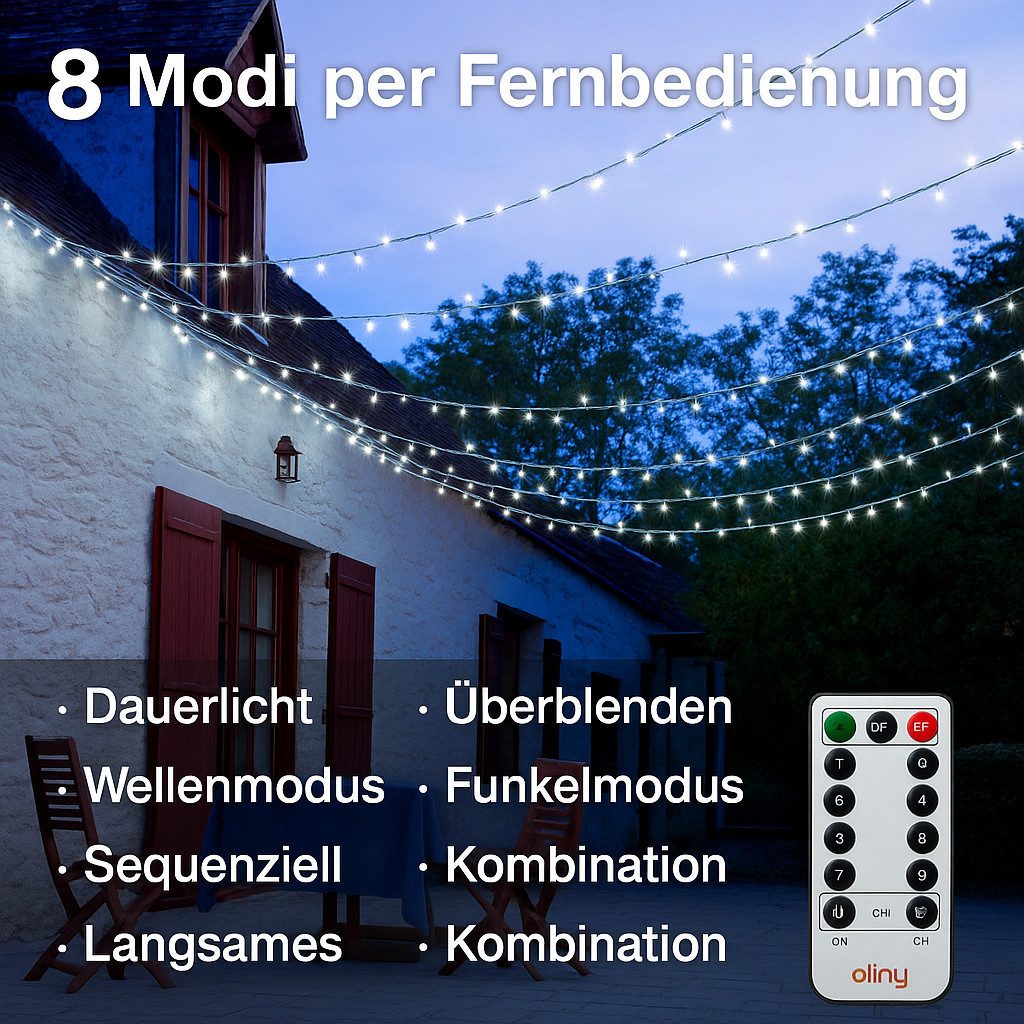Ollny LED-Lichterkette, 400-flammig, 60m LED vielseitige Beleuchtung, 8 Mod günstig online kaufen