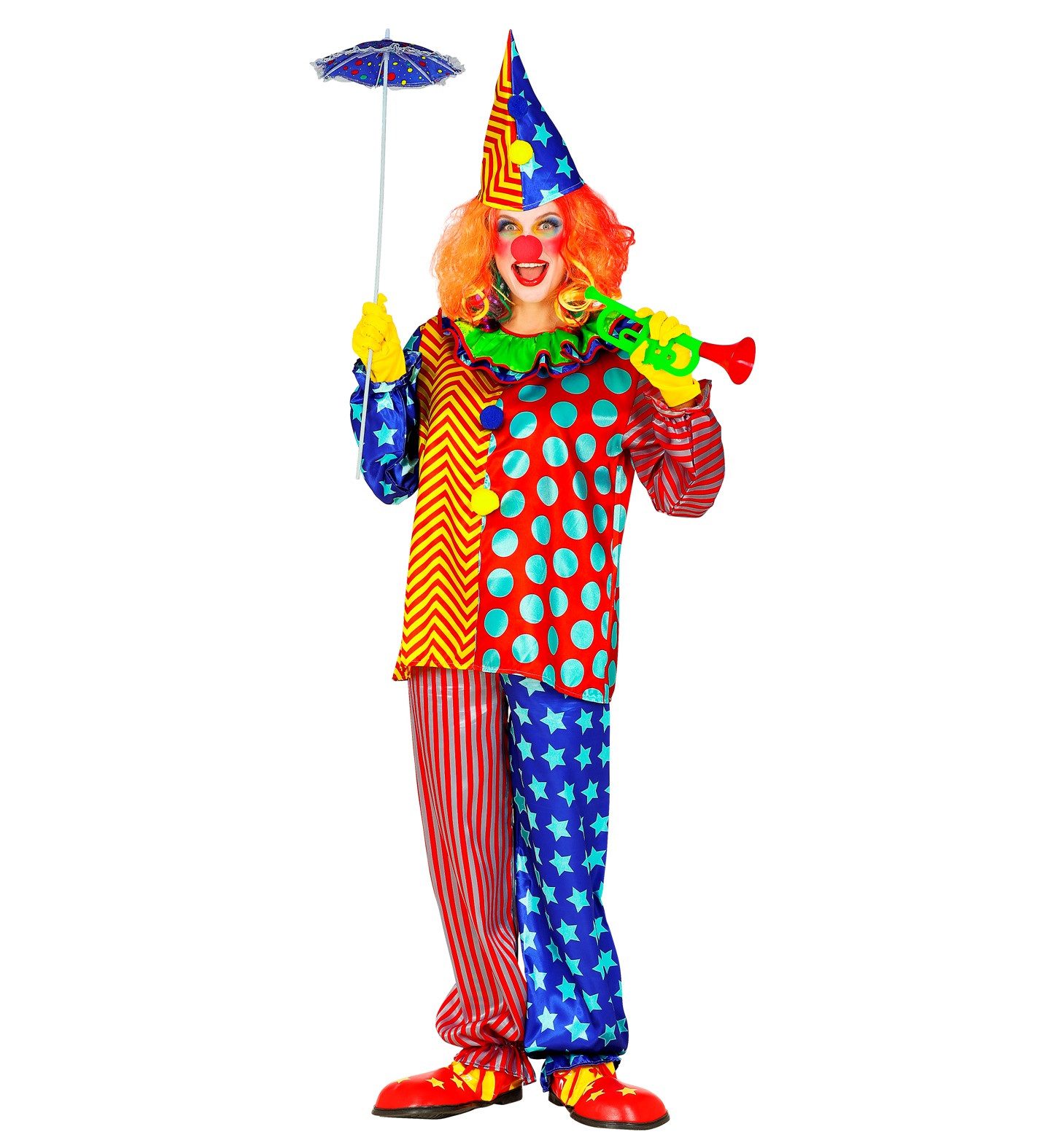 Widmann S.r.l. Clown-Kostüm Clown Kostüm 'Mika' für Erwachsene, Mehrfarbig