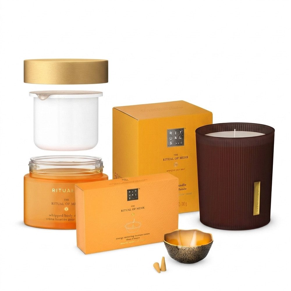 Rituals Körpercreme Rituals The Ritual of Mehr Körpercreme Refill Kerze Räucher Set, Pflege und Raumduft im harmonisch abgestimmten Set