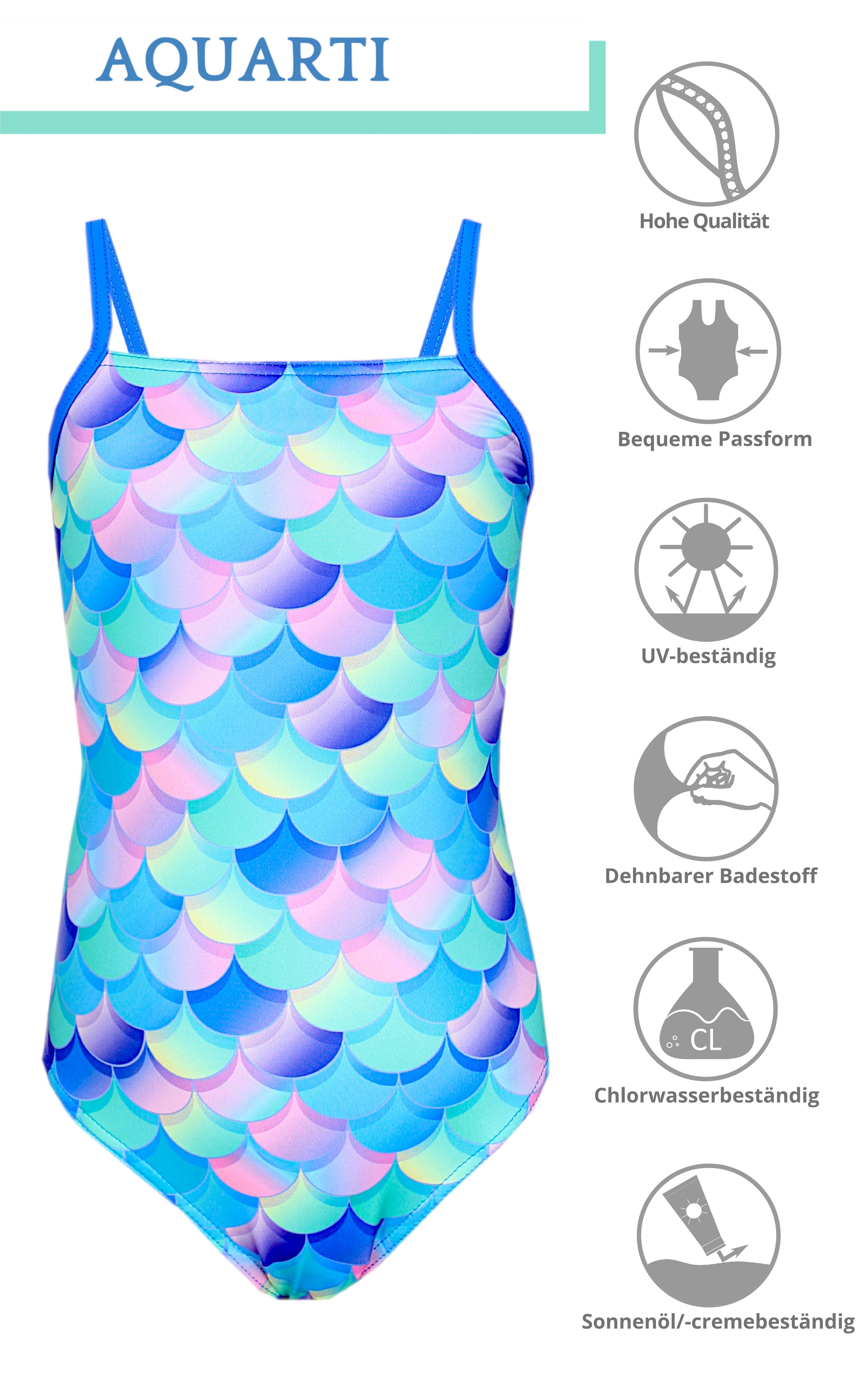 Aquarti Badeanzug Mädchen Aquarti Streifen Badeanzug Spaghettiträgern mit Blau Violett Rosa / / Meerjungfrau