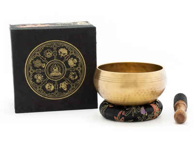 Klangschalen-Center Klangschalen Klangschale in schwarzer Brokat-Geschenk-Box 'Dhyani-Antik', Handmade in Nepal, Fair Trade
