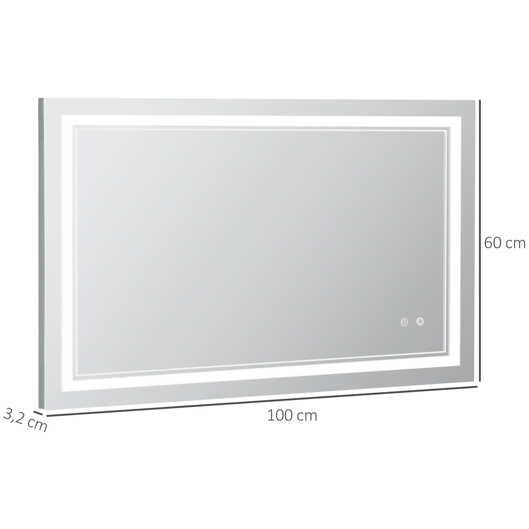 Kleankin Badspiegel 3.2 100 x cm Wandspiegel (Badezimmerspiegel, LED-Spiegel), x 1-St., BxLxH: 60
