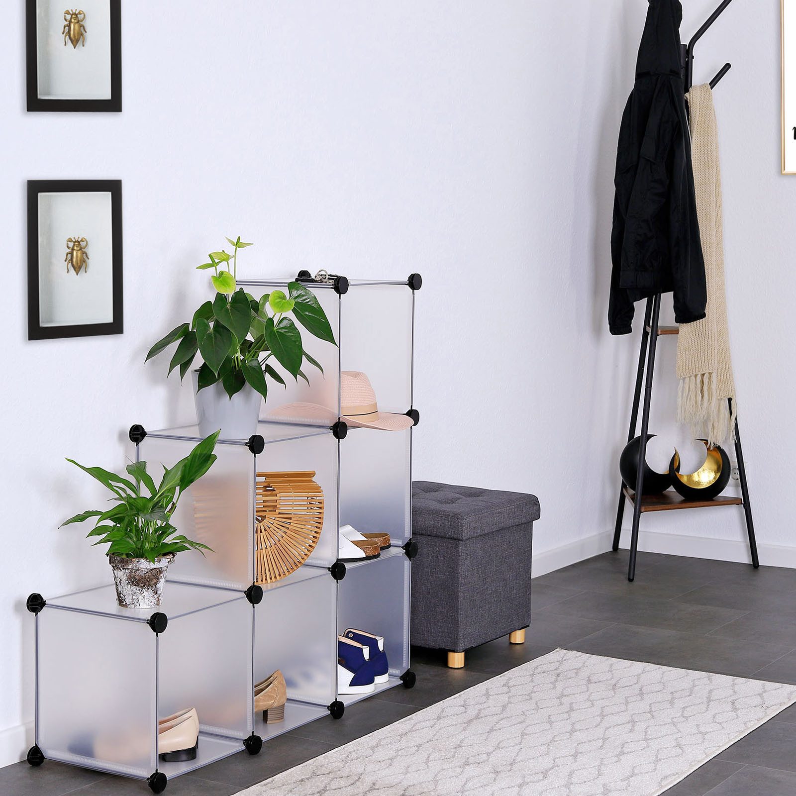 dibea Stufenregal 6 Fächer, modulares Stecksystem, Würfelregal flexibel erweiterbar, 1-tlg., Regalsystem, ideal als Schuh- oder Kleiderregal, Aufbewahrungsregal