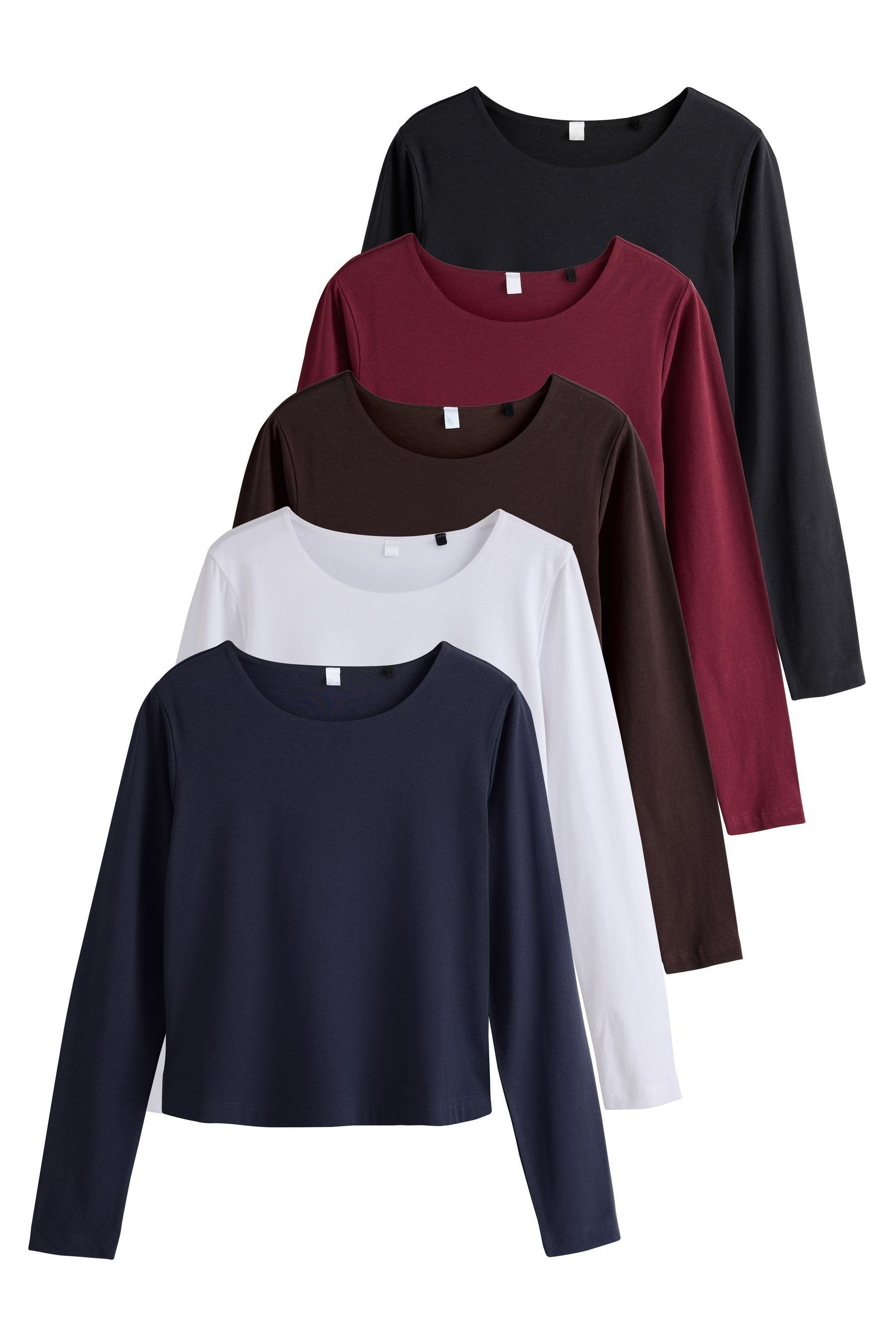 Next Langarmshirt 5er-Pack körpernahe Rundhals-Langarmshirts (5-tlg)