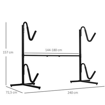 SPORTNOW Einerkajak Kanugestell für 2 Kajaks, (Kajakhalterung, 1-St., Kajak Gestell), gepolsterte Haltebügel, breitenverstellbar 144-180 cm