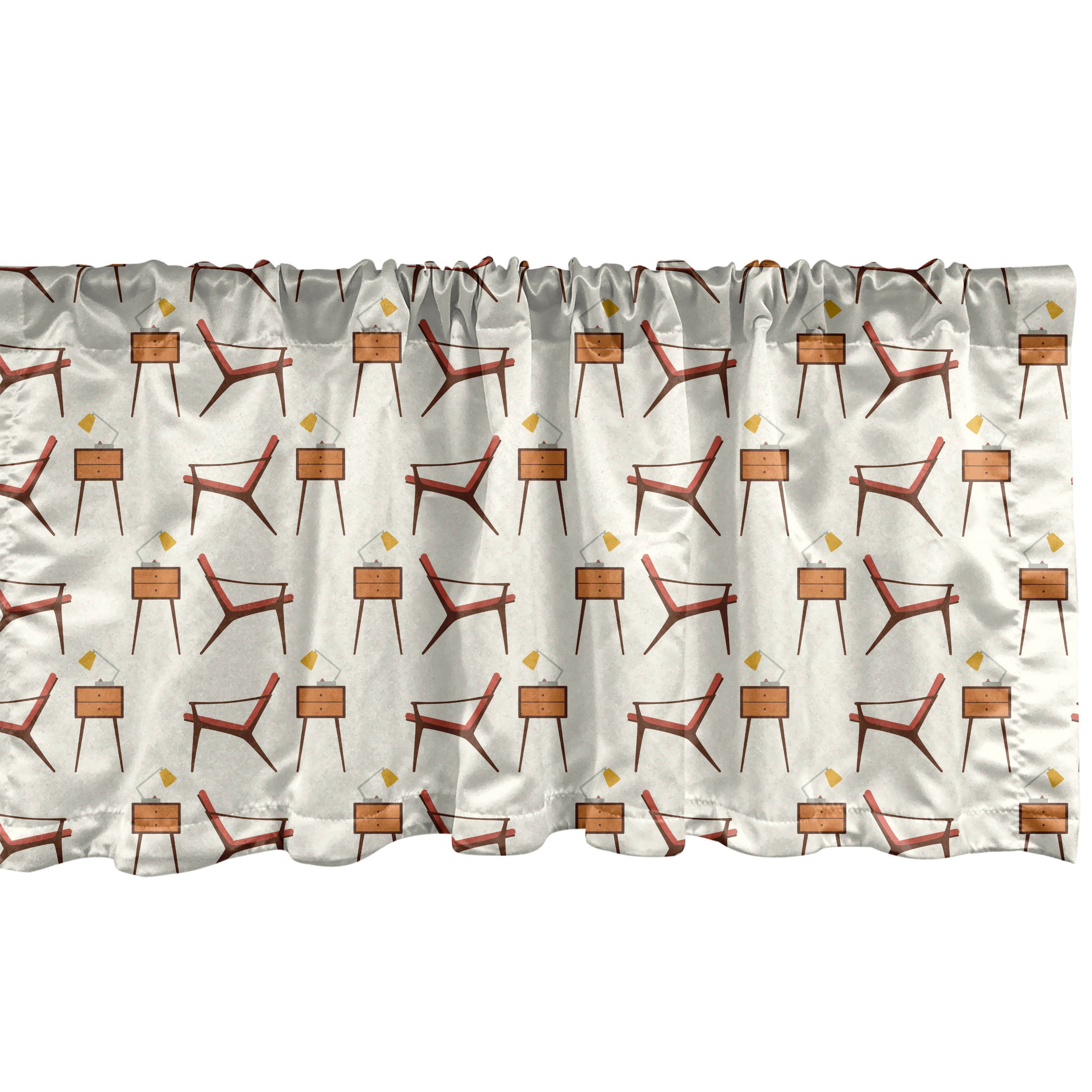 Scheibengardine Vorhang Volant für Küche Schlafzimmer Dekor mit Stangentasche, Abakuhaus, Microfaser, Mid Century Modern Möbel Kunst