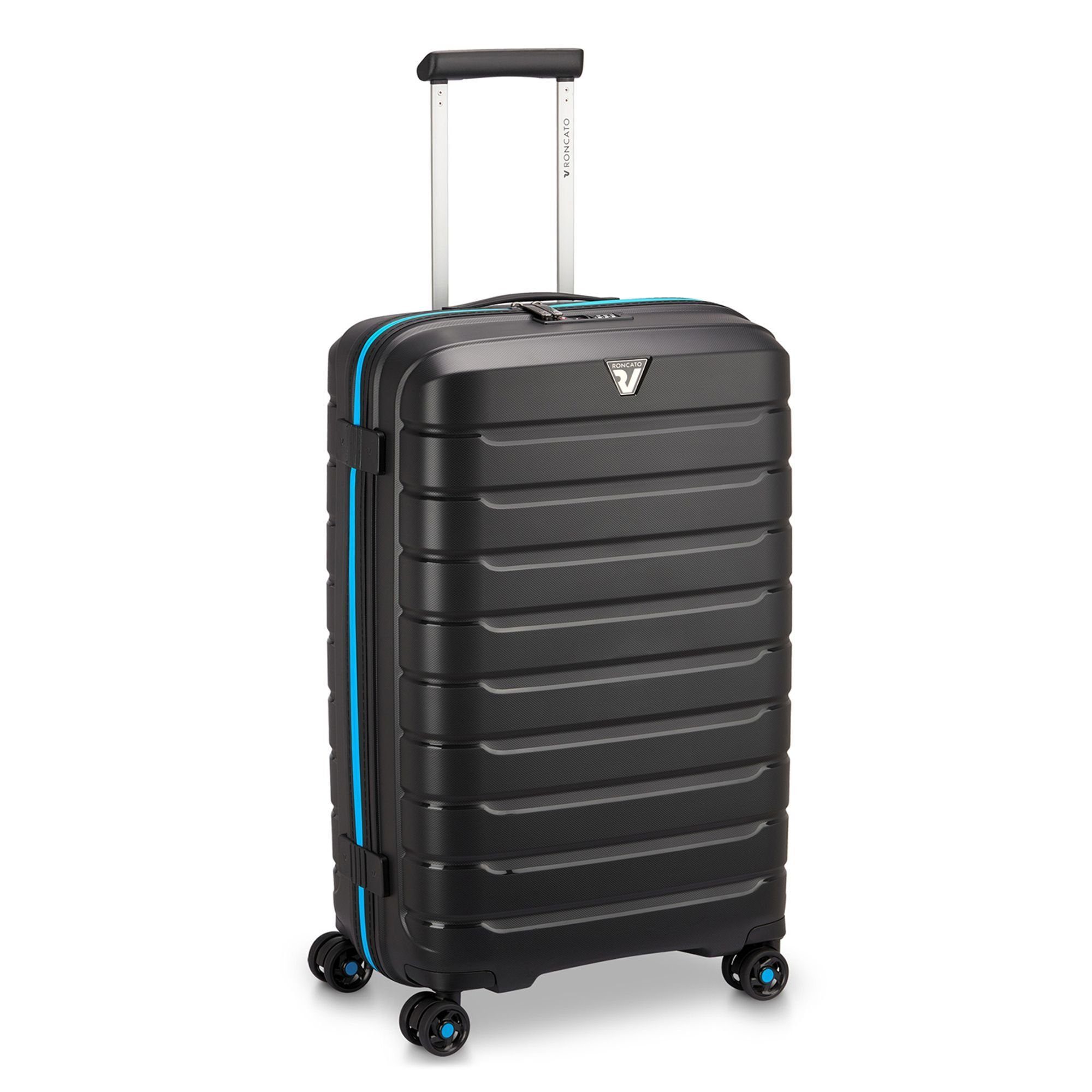 Polypropylen Rollen, RONCATO Hartschalen-Trolley nero B-Flying 4 Neon,