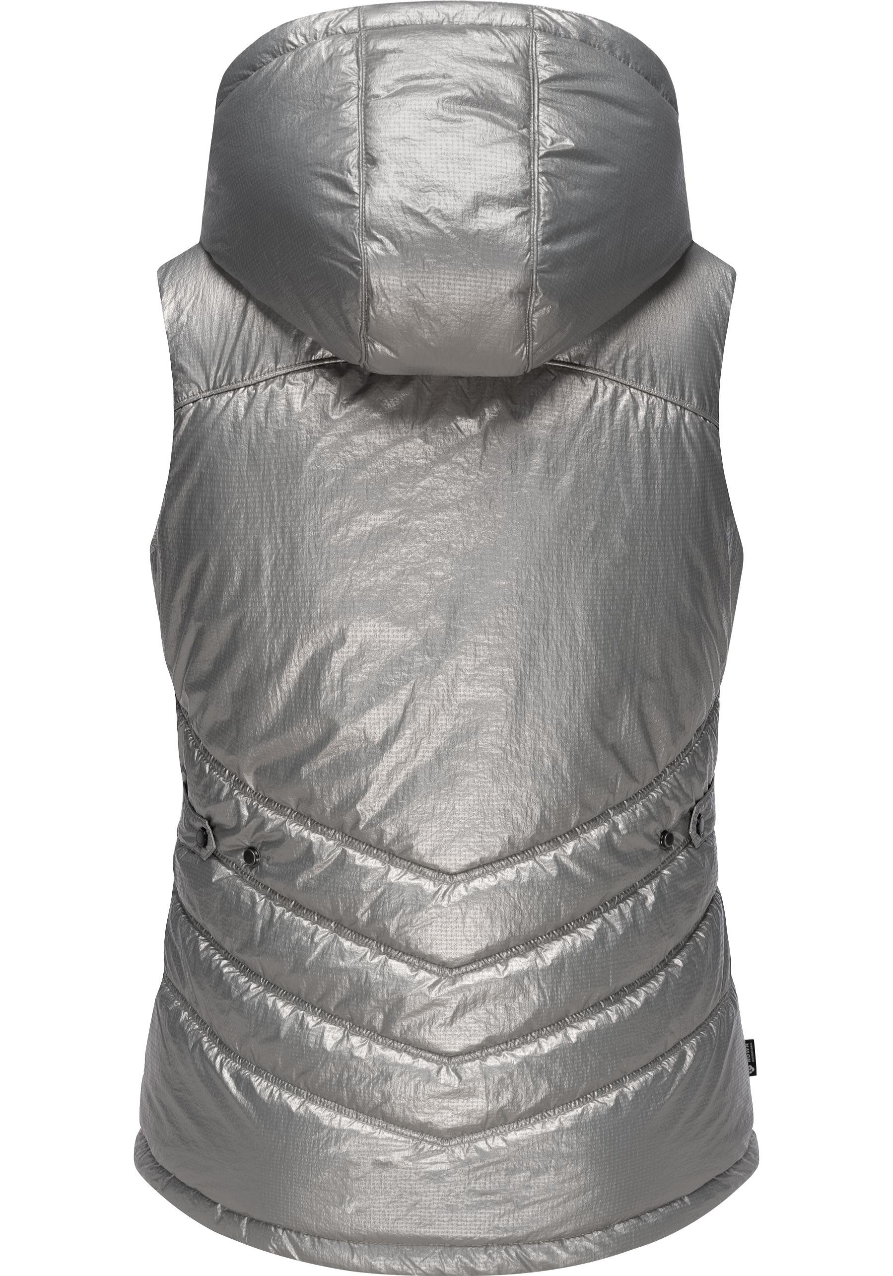 Ragwear Steppweste Hesty Bling Wasserdichte Outdoor-Weste mit abnehmbarer Kapuze