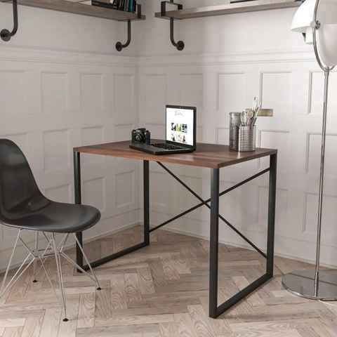 Moblix Schreibtisch MIMAX Bürotisch, Laptoptisch, Industriedesign, 90x60x70 cm (Industriell, Holzbraunfinish)