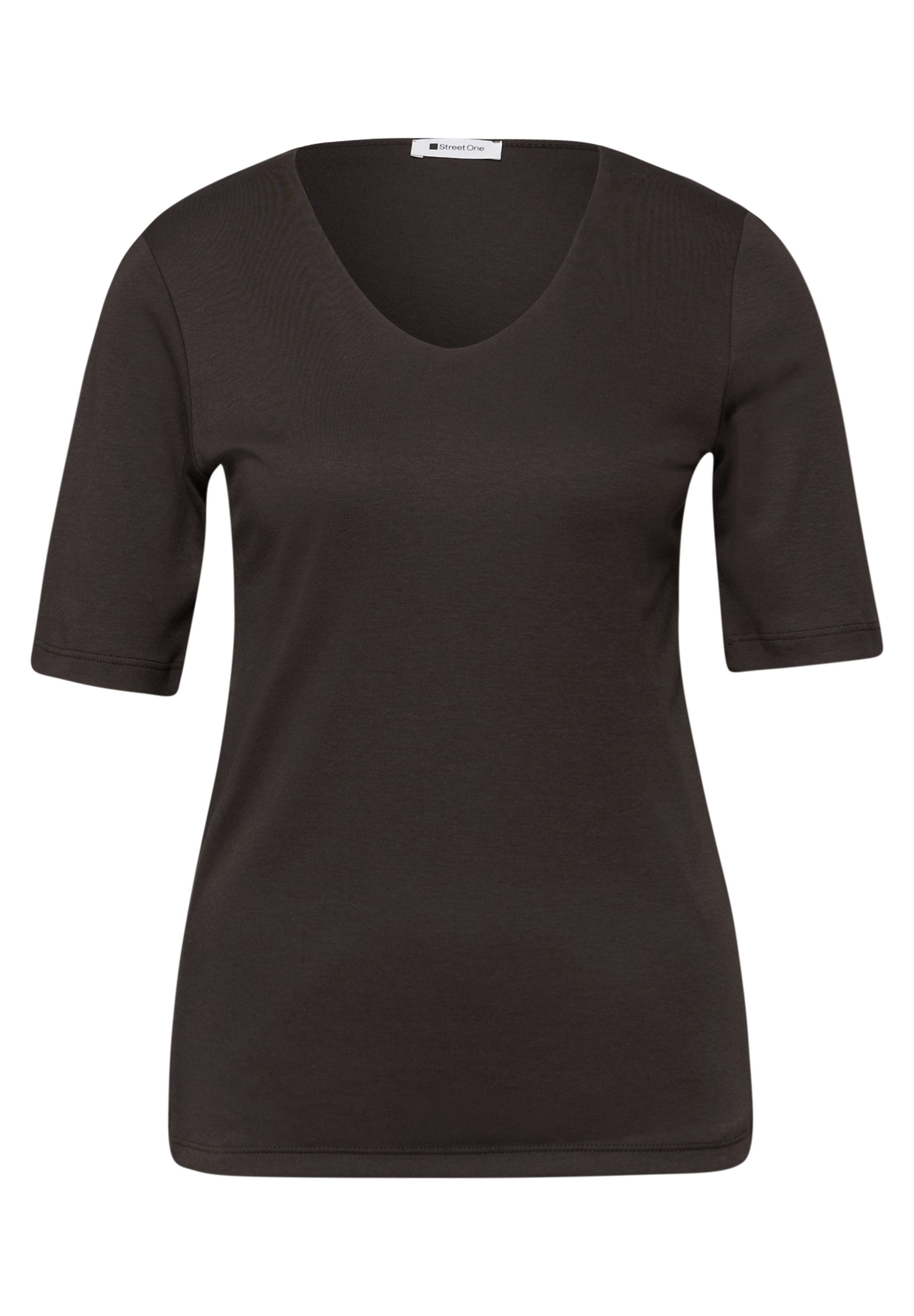 STREET ONE Kurzarmshirt Style Palmira mit tiefem Rundhalsausschnitt