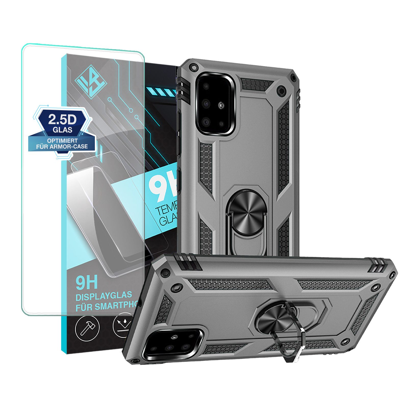 Tec-Expert Handyhülle Outdoor Cover Hülle für Samsung Galaxy A51 6.5 Zoll, 6.5, Premium Hülle aus verstärktem Polycarbonat