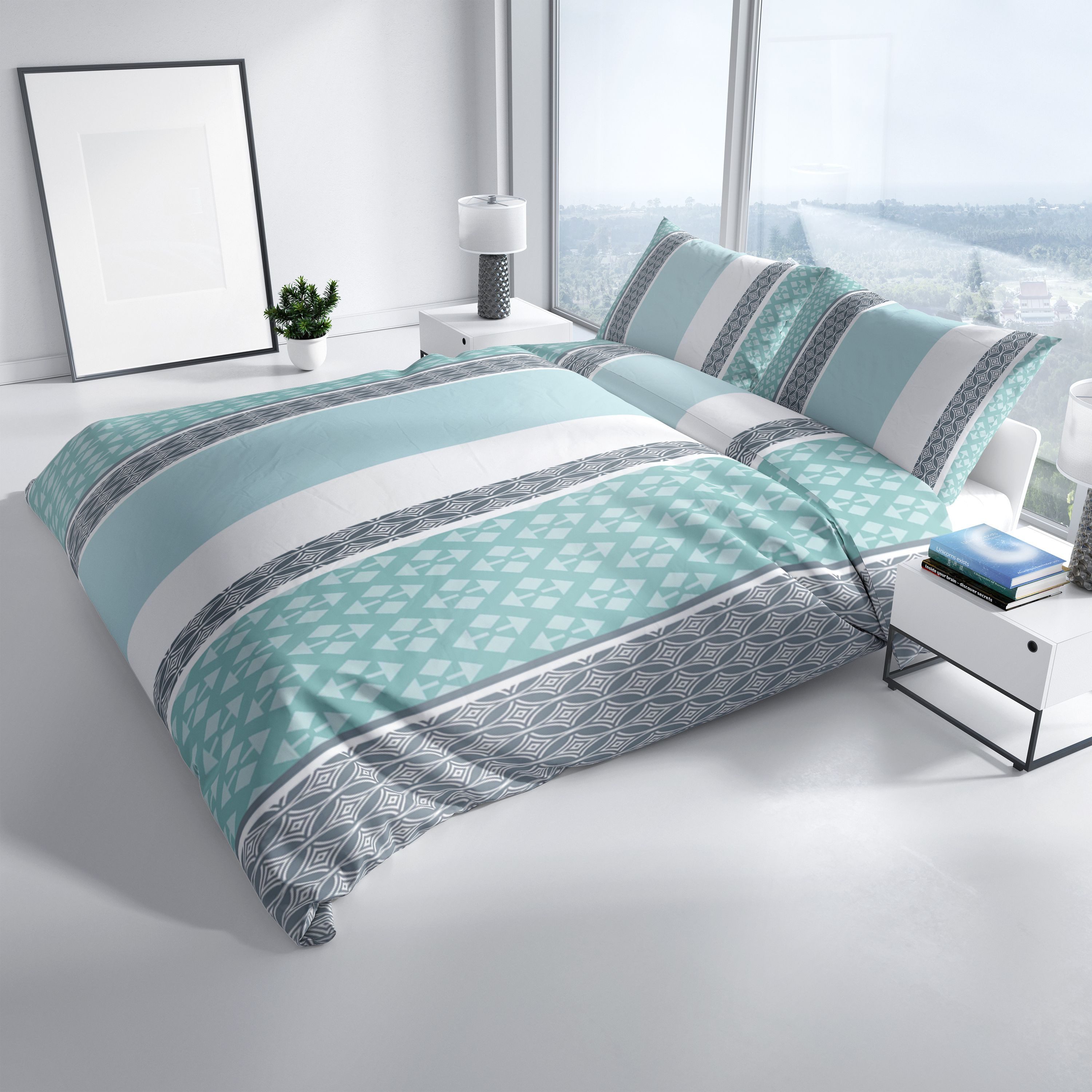 Leonado Vicenti Bettwäsche Streifen Rauten weich Pflegeleicht, Baumwolle, S günstig online kaufen