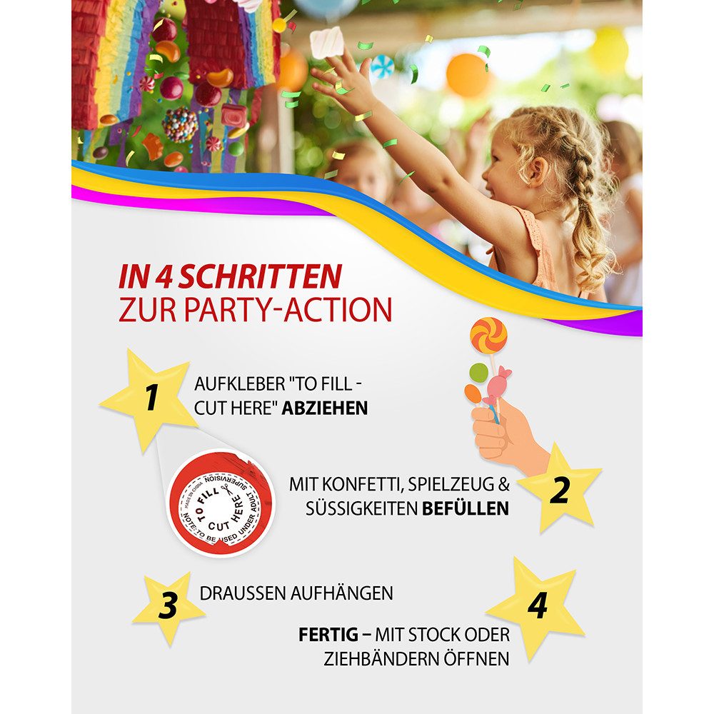 Boland Pinata Pinata Fußball Ø 30 cm Schlag-Pinata für Kindergeburtstag Sport-Party, Individuell befüllbar (ungefüllt geliefert), klassisches Design