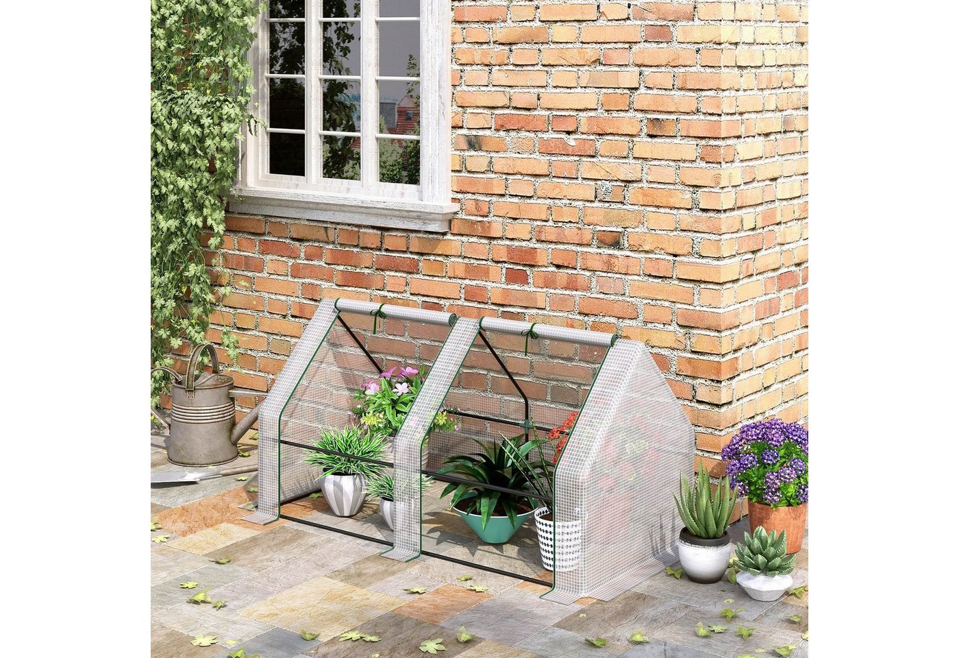 Thumbnail - Outsunny Foliengewächshaus mit 2 Rollfenster, Witterbeständig, BxTxH: 180 x 90 x 90 cm, BxLxH: 90 x 180 x 90 cm, 0.45 mm...