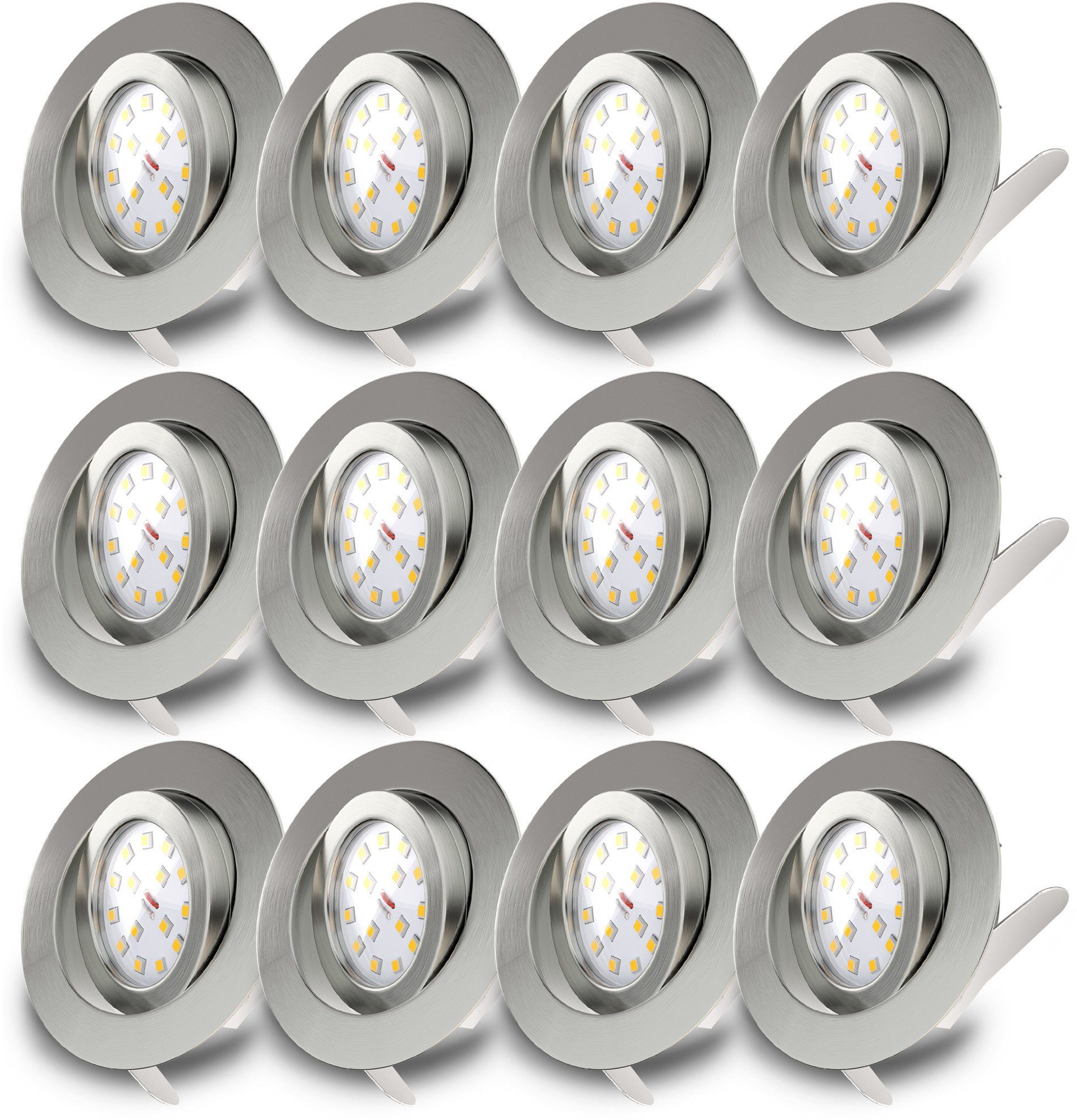 B.K.Licht LED Einbauleuchte Kiro, Warmweiß, integriert, schwenkbar, 5W fest ultra-flach, matt-nickel LED Deckenbauspots