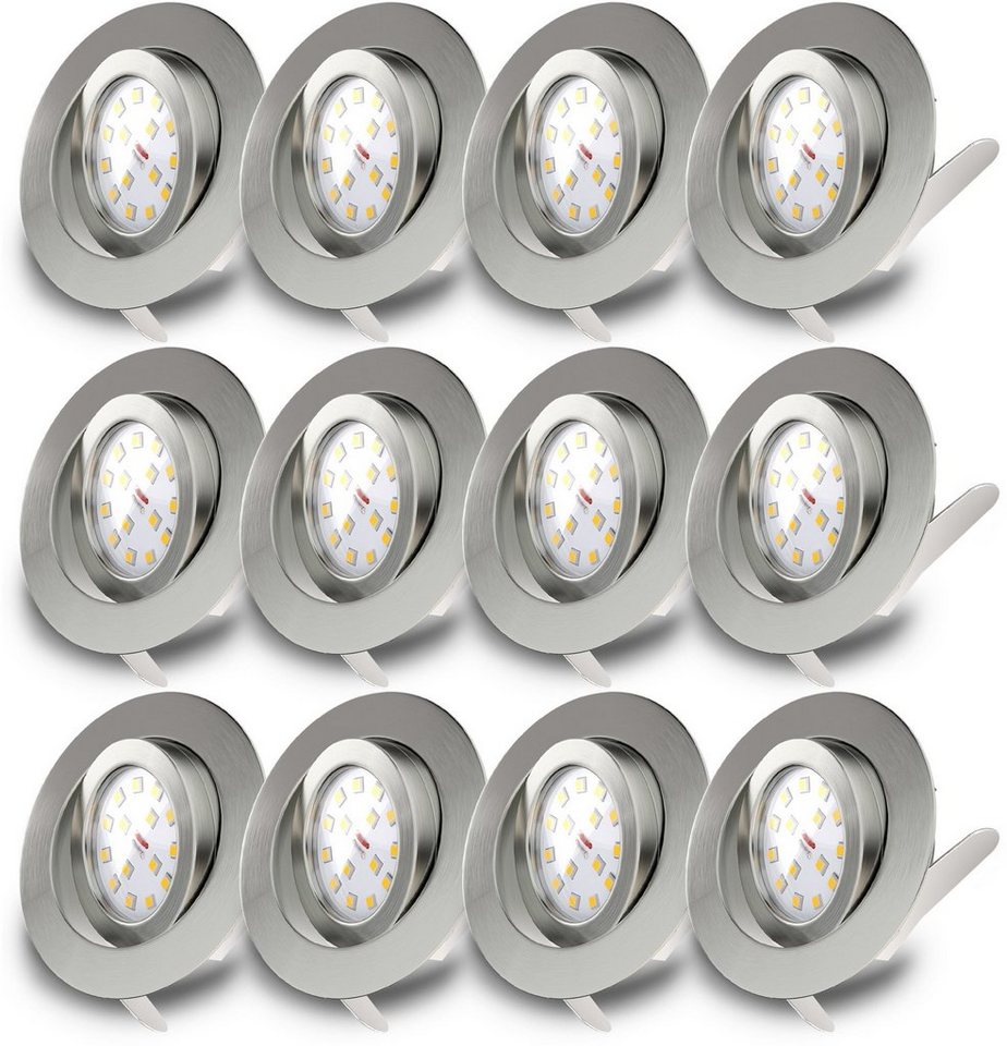 B.K.Licht LED Einbauleuchte Kiro, LED fest integriert, Warmweiß, schwenkbar,  ultra-flach, Deckenbauspots 5W matt-nickel