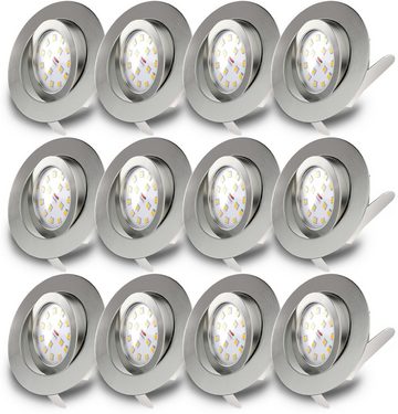 B.K.Licht LED Einbauleuchte Kiro, LED fest integriert, Warmweiß, schwenkbar, ultra-flach, Deckenbauspots 5W matt-nickel