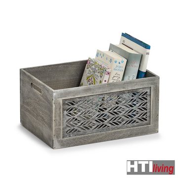 HTI-Living Aufbewahrungsbox Aufbewahrungskiste, Holz, grau Leaves (Stück, 1 St., 1 Aufbewahrungskiste ohne Dekoration)