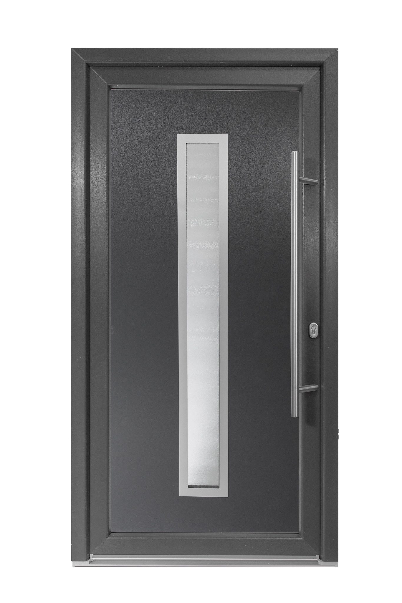 SN Deco Haustür Serena mit Edelstahlstoßgriff/Türknopf, 980x2000 mm, Thermisch getrennte Alu-Bodenschwelle sowie Wetterschenkel