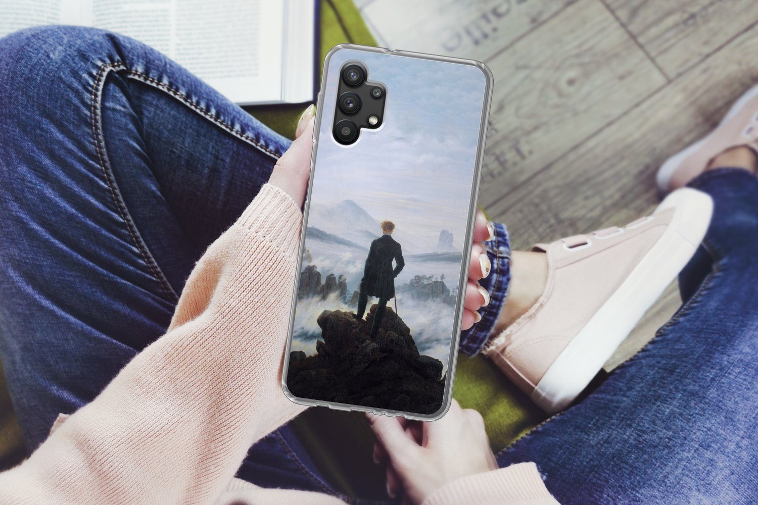 MuchoWow Handyhülle für Samsung Galaxy A32 5G Der Wanderer über dem Nebelmeer - Caspar Dav, Smartphone-Bumper, Print, Handy Schutzhülle Dünn