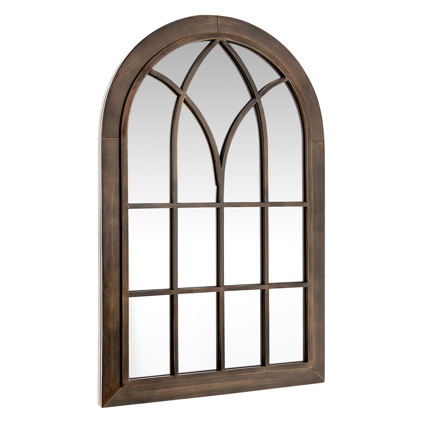 COSTWAY Wandspiegel, mit Fensteroptik, Bogen Spiegel Vintage, 50x76cm