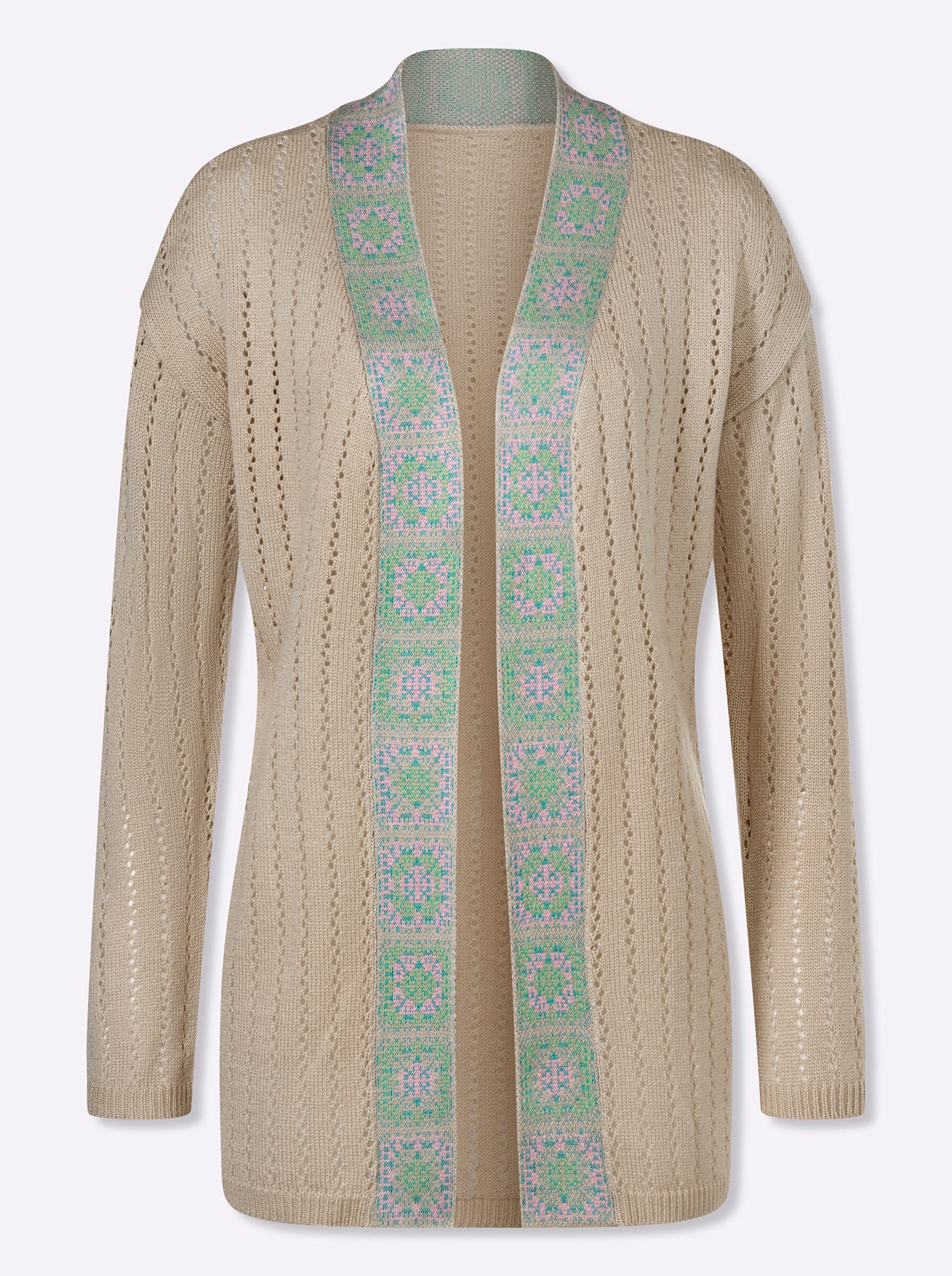 Strickjacke Ajour-Strickjacke Langarm Ajour