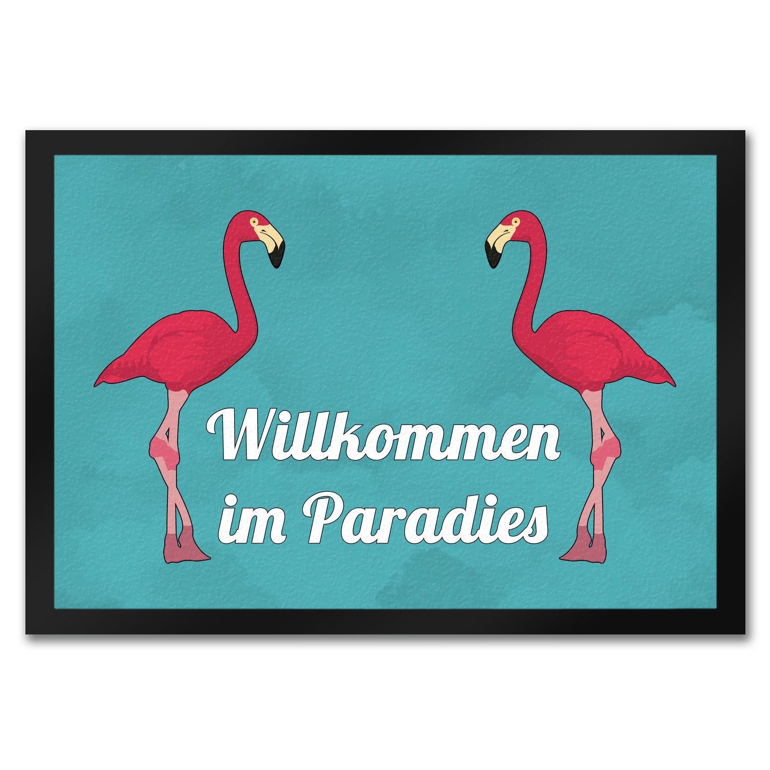 Fußmatte Fußmatte in 35x50 cm mit Flamingomotiv und Spruch: Willkommen im