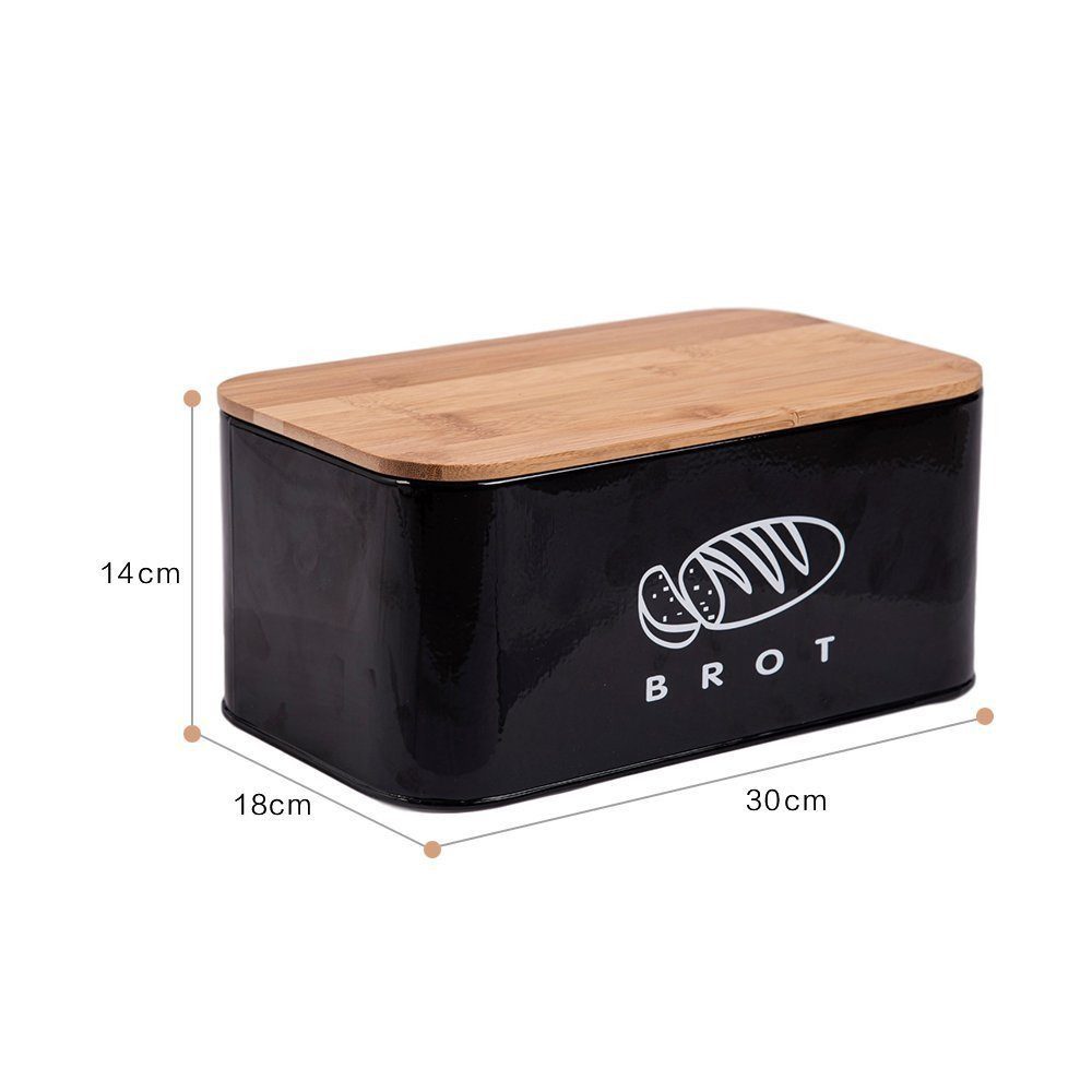 Zedelmaier Brotkasten Brotdosen aus Metall mit ökologischem Naturdeckel (als Schneidebrett), (MBH003&4), Geräumiger Retro Brotkasten aus Metall mit Holzdeckel, runder Rand