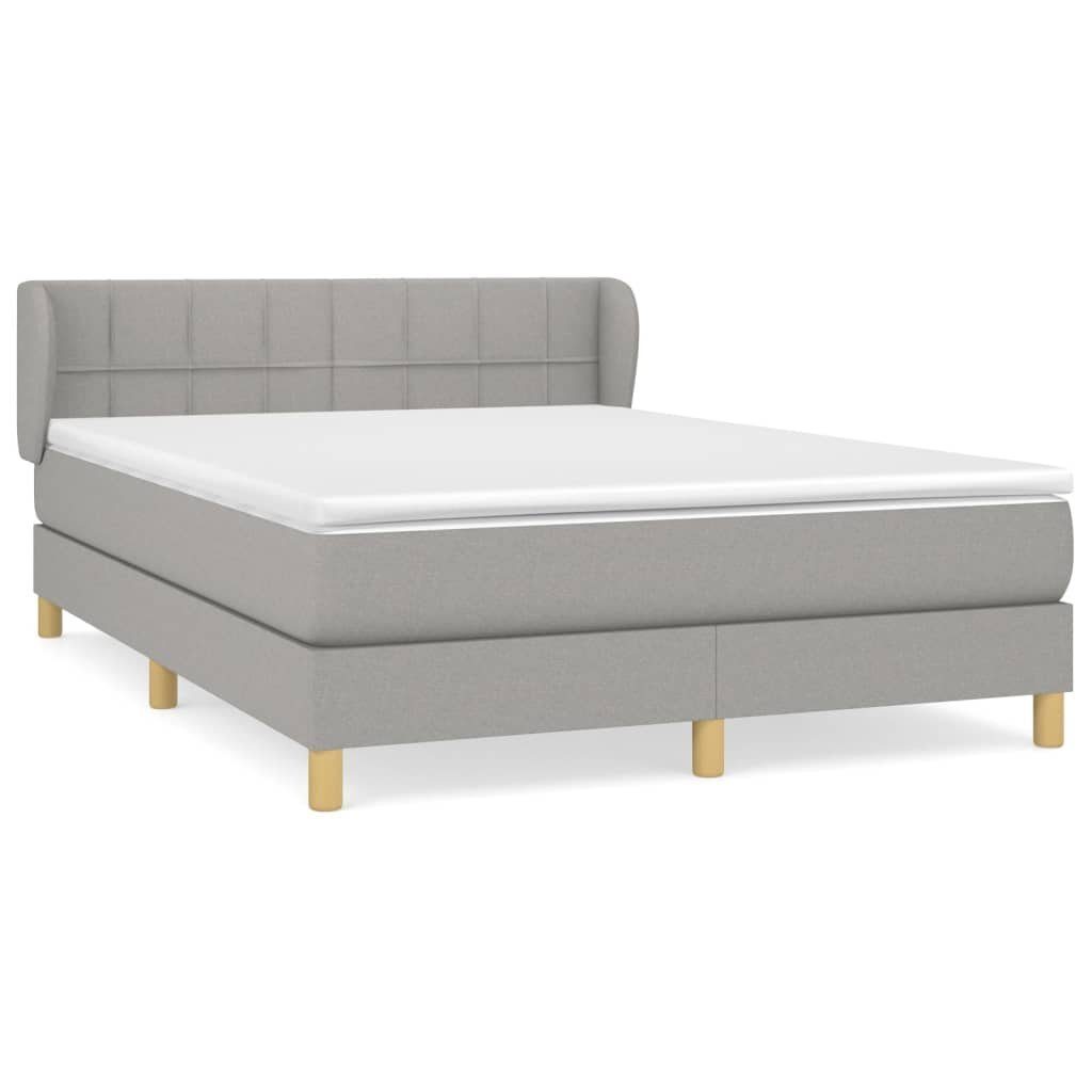 Boxspringbett 140 x 200 cm Boxspringbett mit Matratze Hellgrau 140x200 cm Stoff Bett