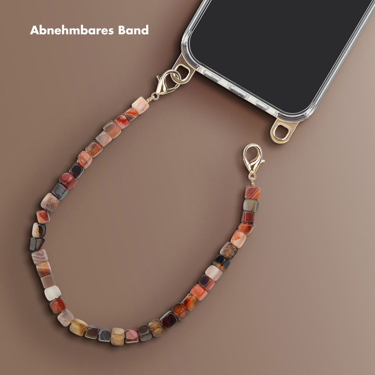Selencia Smartphone-Tragegurt Selencia Handgelenkband mit Natursteinen - Earth Tones, (1-tlg)