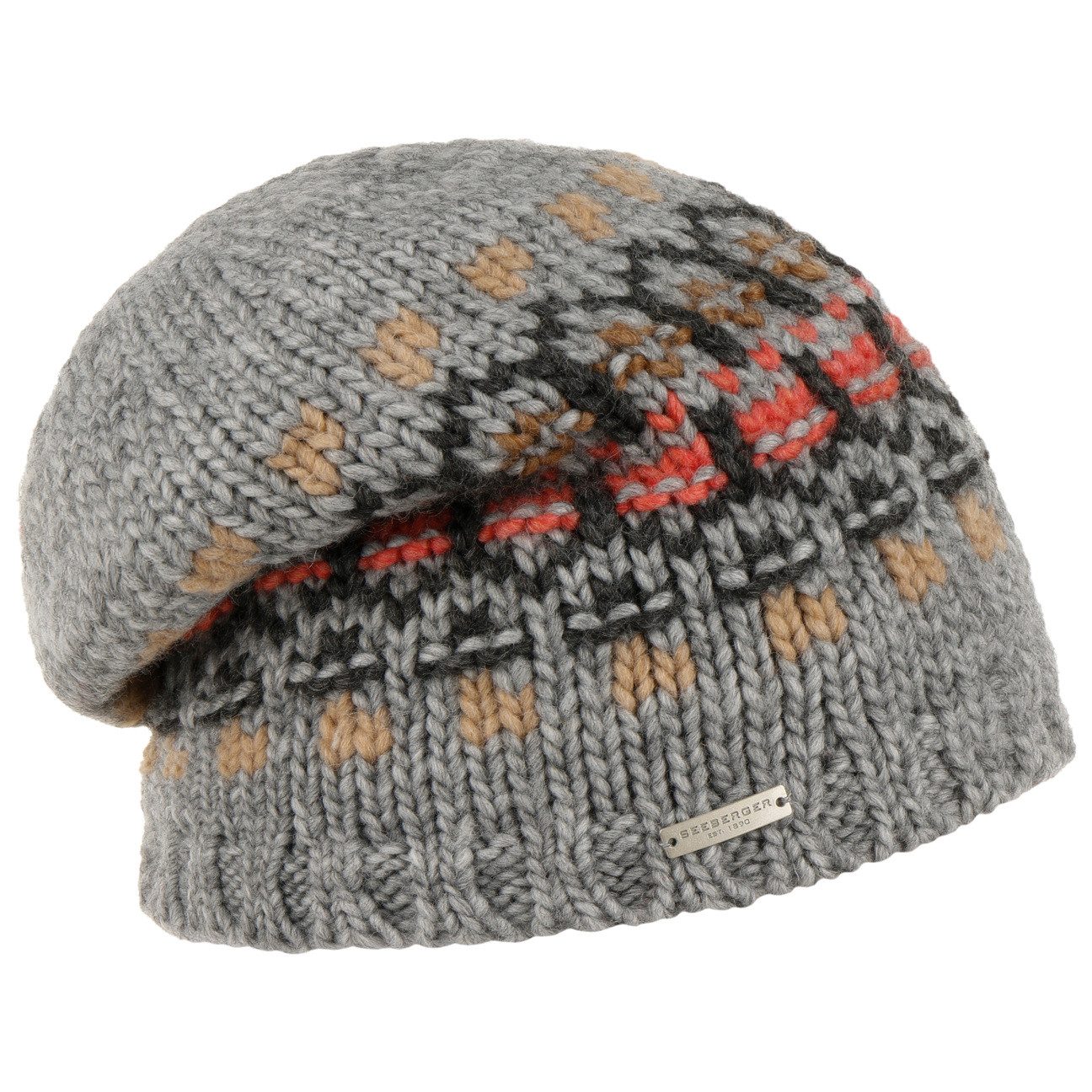 Seeberger Beanie (1-St) Strickmütze mit Futter grau