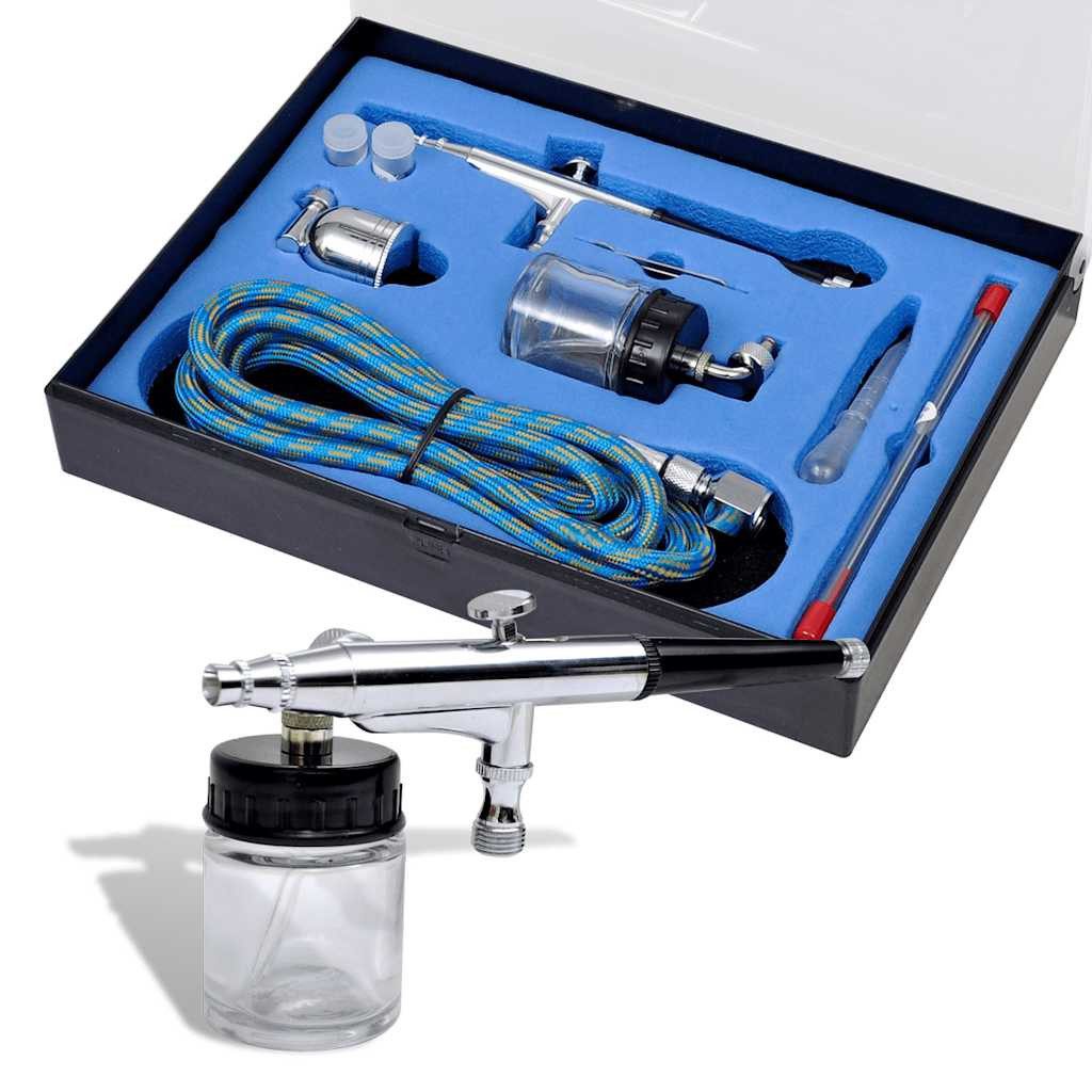 vidaXL Farbsprühpistole Airbrush-Set mit Glasbehälter 0,2 / 0,3 / 0,5 mm Düsen